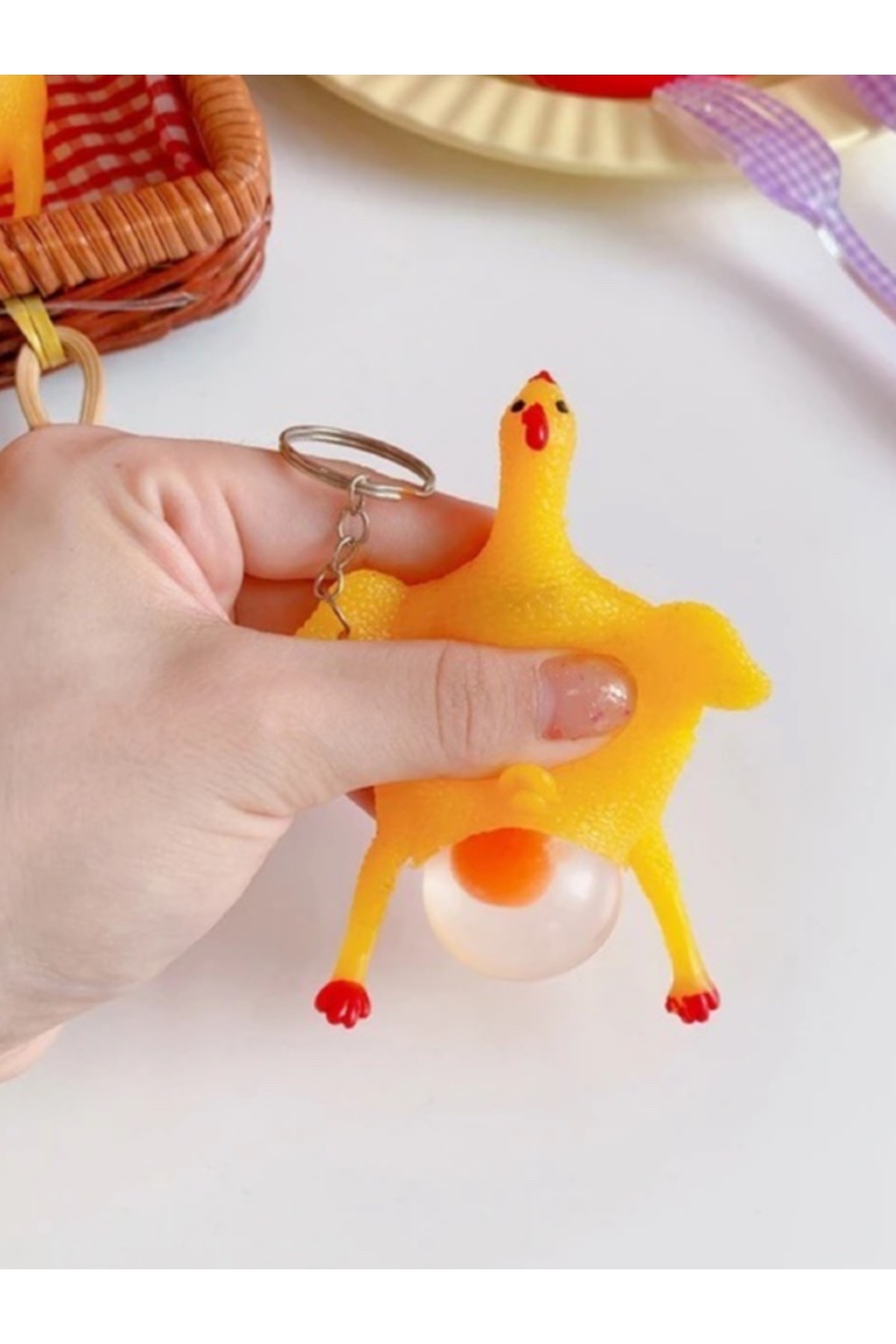 Egg Laying Squishy Chicken Keychain Toy Bag Wallet Ornament