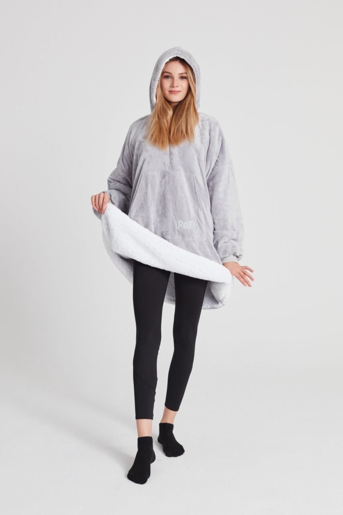 POFFY-Oversize Wearable Blanket ONE SIZE SO COMFORTABLE Unisex Hoodie Plush Hooded Sweatshirt 6