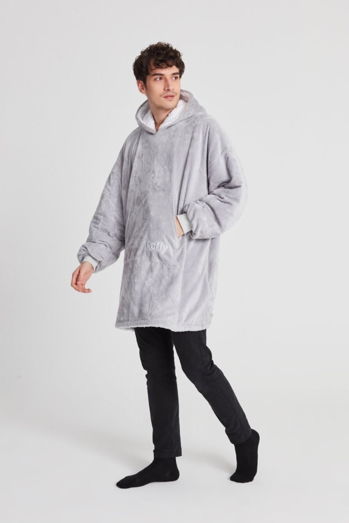 POFFY-Oversize Wearable Blanket ONE SIZE SO COMFORTABLE Unisex Hoodie Plush Hooded Sweatshirt 1