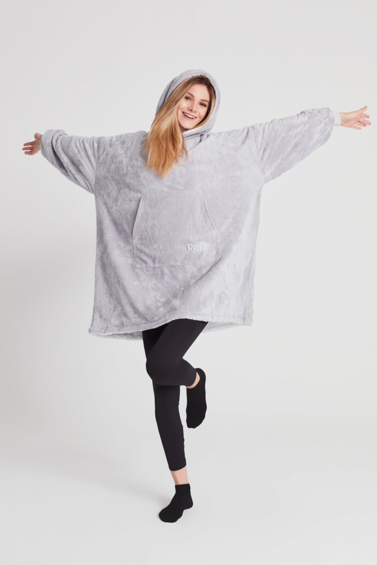 POFFY-Oversize Wearable Blanket ONE SIZE SO COMFORTABLE Unisex Hoodie Plush Hooded Sweatshirt 2