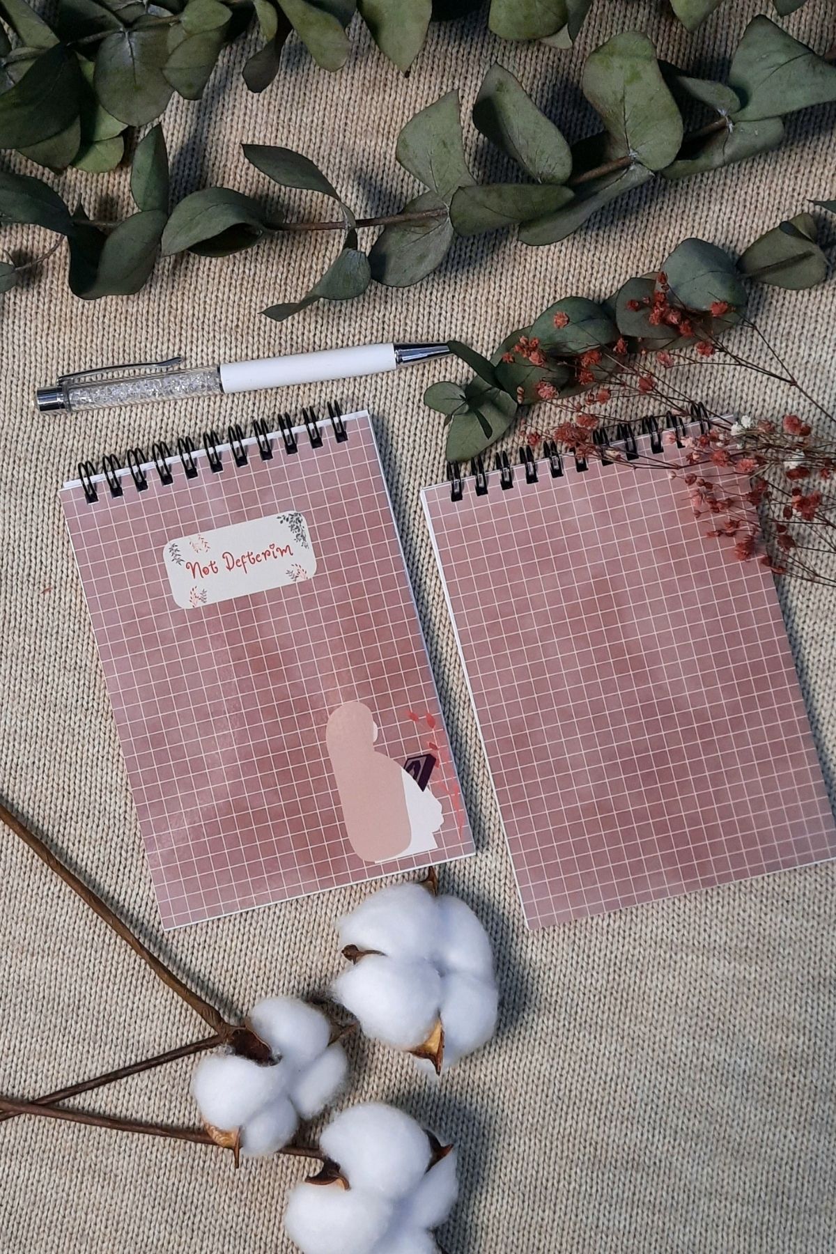 Burak Baskı Tasarım-Ahsen Hicab Girl / A-6 Wire Spiral Checked Notepad NotepadMemo Pad, Memo Pad, Ramadan 3