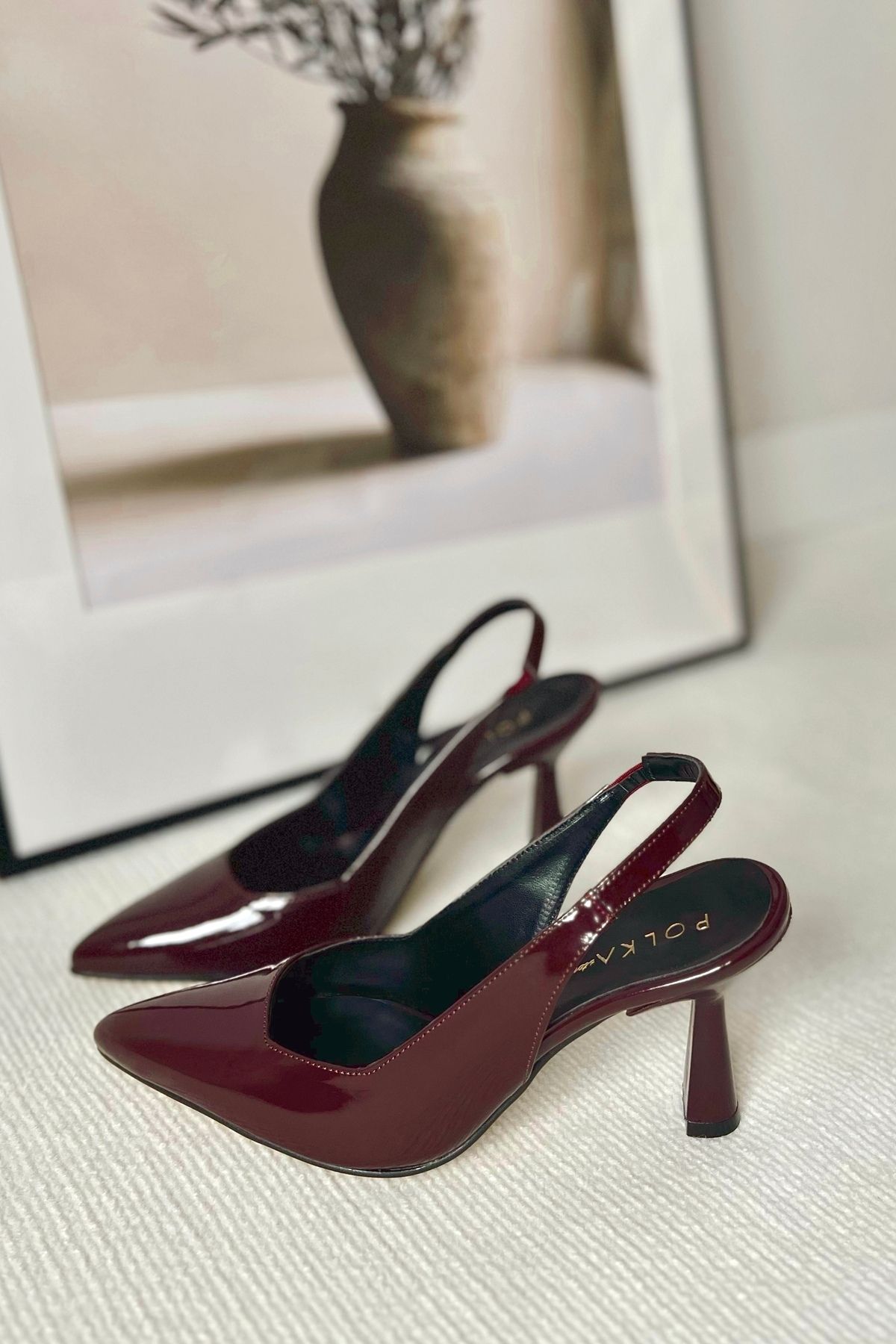Dark red stiletto top heels