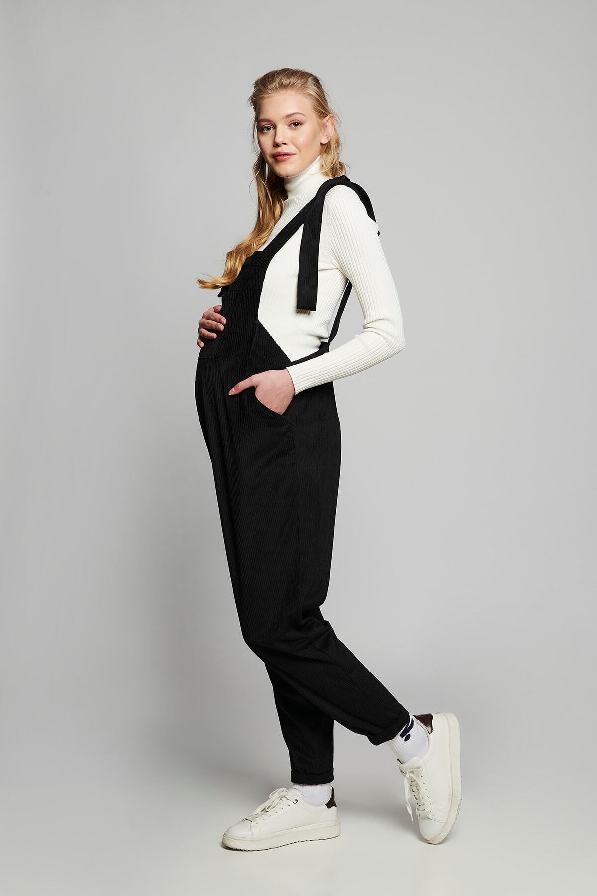 Lyn Mama Johana Siyah Konforlu Kadife Hamile Salopet fotoğrafı 2 (önizleme)