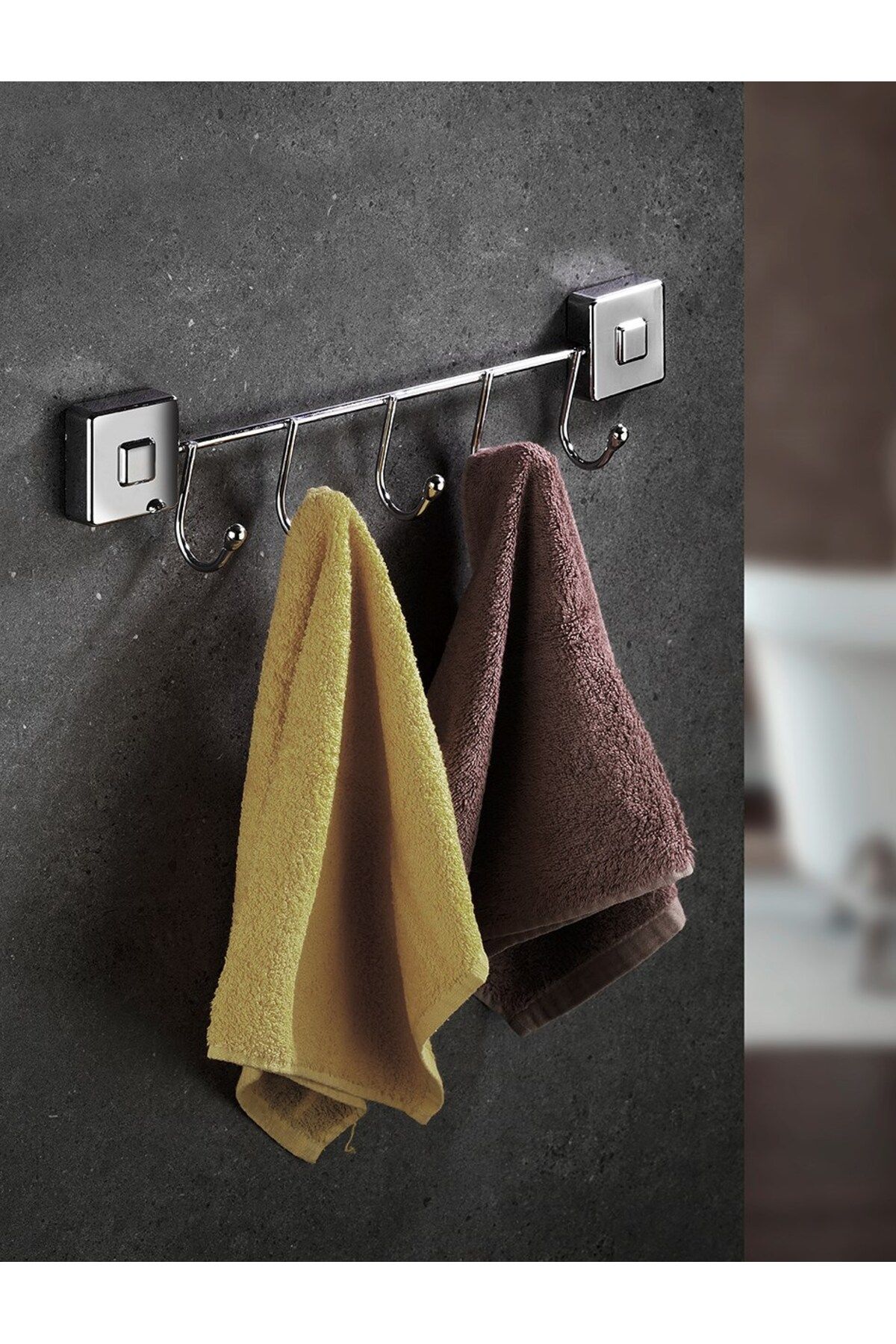 Sas Delmeye Son Yapışkanlı 5 Kancalı Mutfak Banyo Havlu Bornoz Askısı Krom Y-605