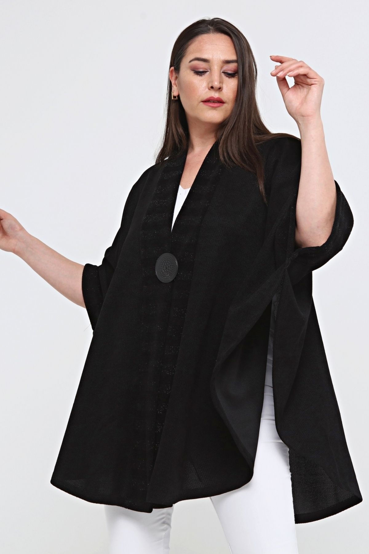 Laden Large Size Glittered Large Mother Women s Knitted Black