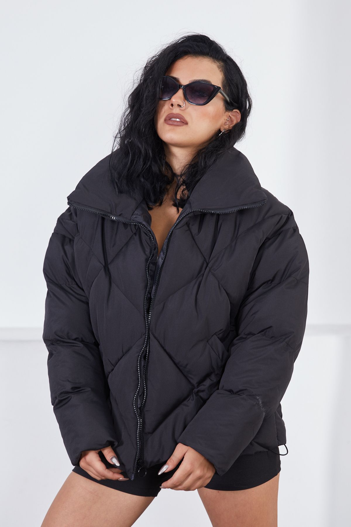 Patterned puffer coat hotsell