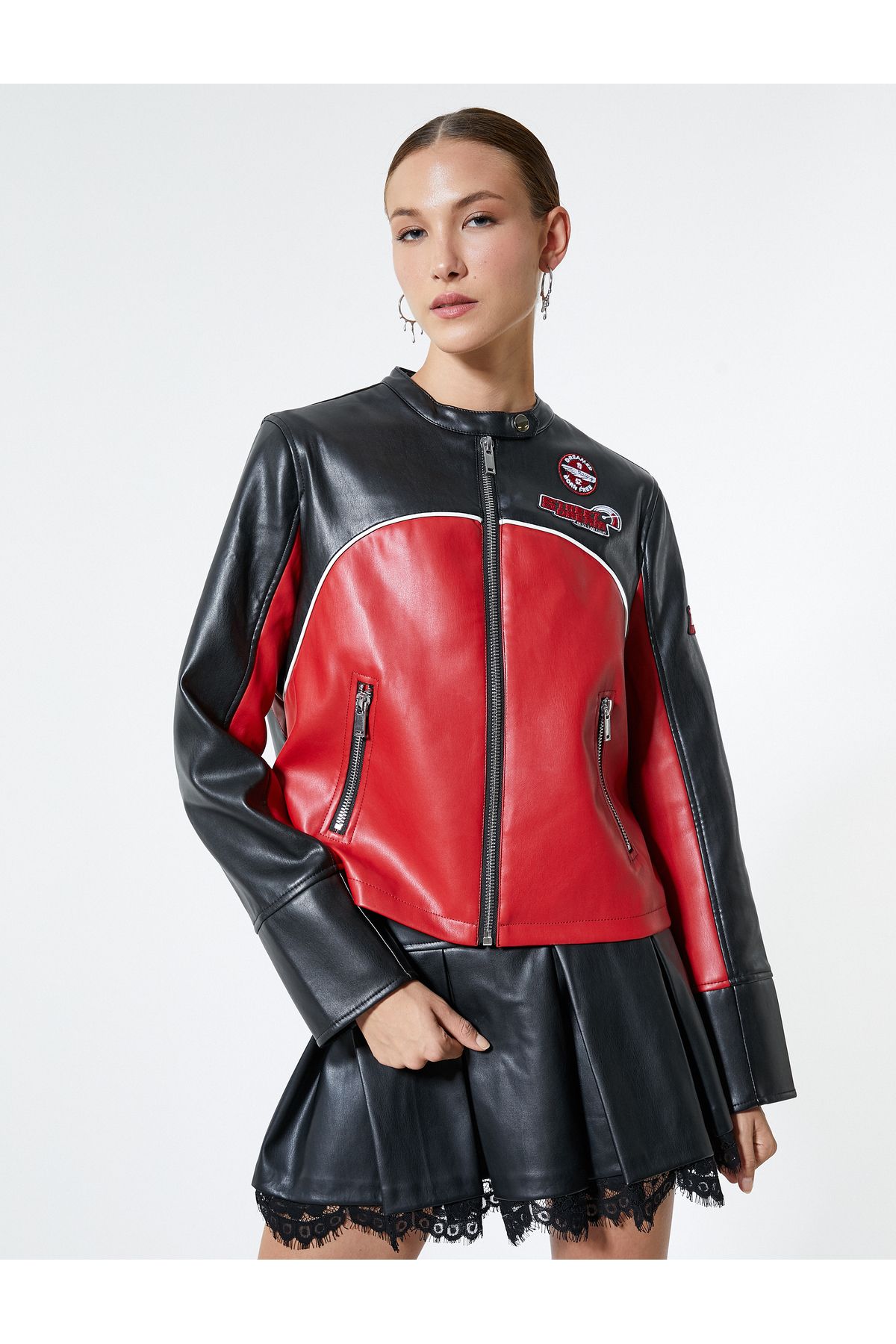 Appliqué best sale biker jacket
