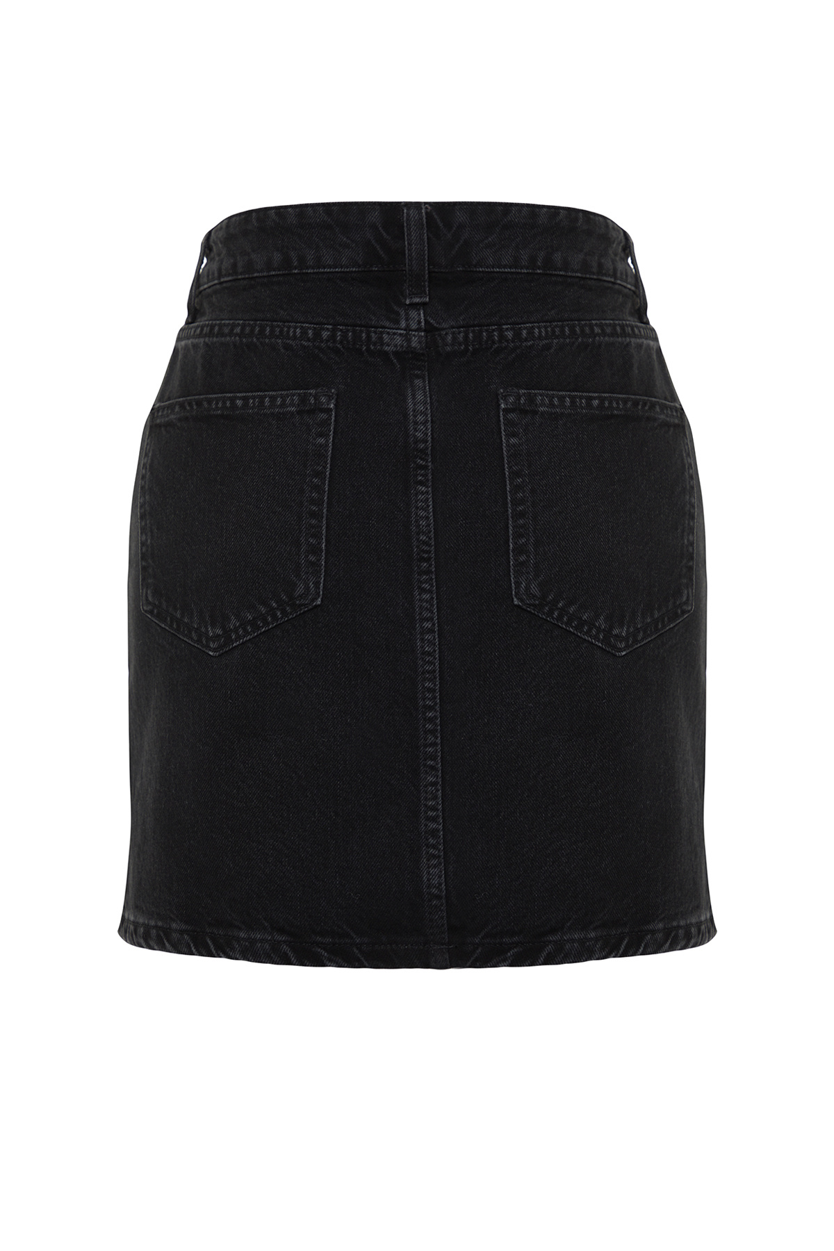 Trendyolmilla  More Sustainable Siyah Yüksek Bel Mini Denim Etek TWOSS24ET00063 - Görsel 7