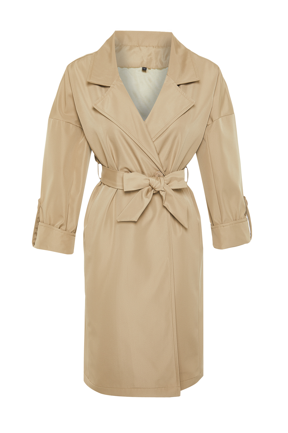 Trendyol Collection-Oversize Light Khaki Water Repellent Long Trench Coat - Ζώνη, TWOAW24TR00019 6