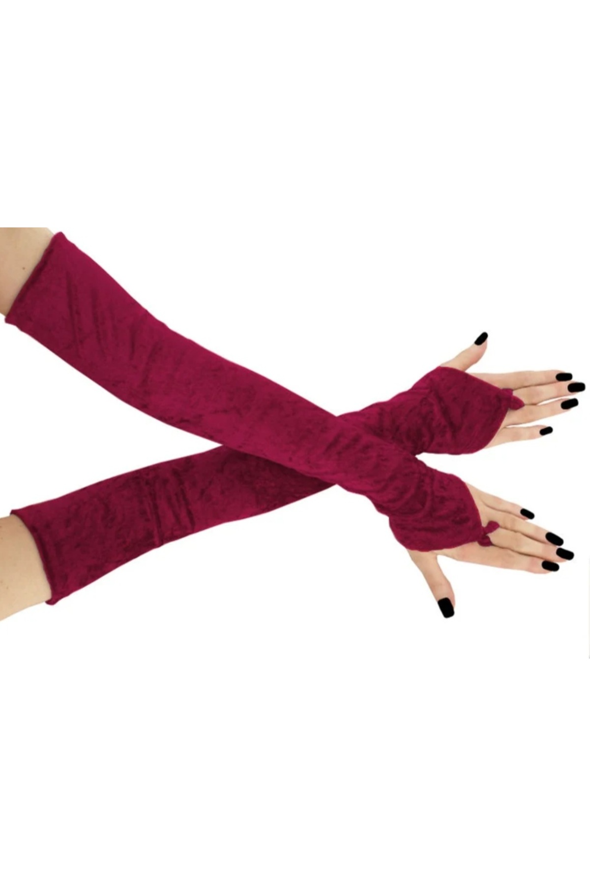 es moda shop  Lina kadife gelin kolluk uzun koyu kırmızı - Görsel 5