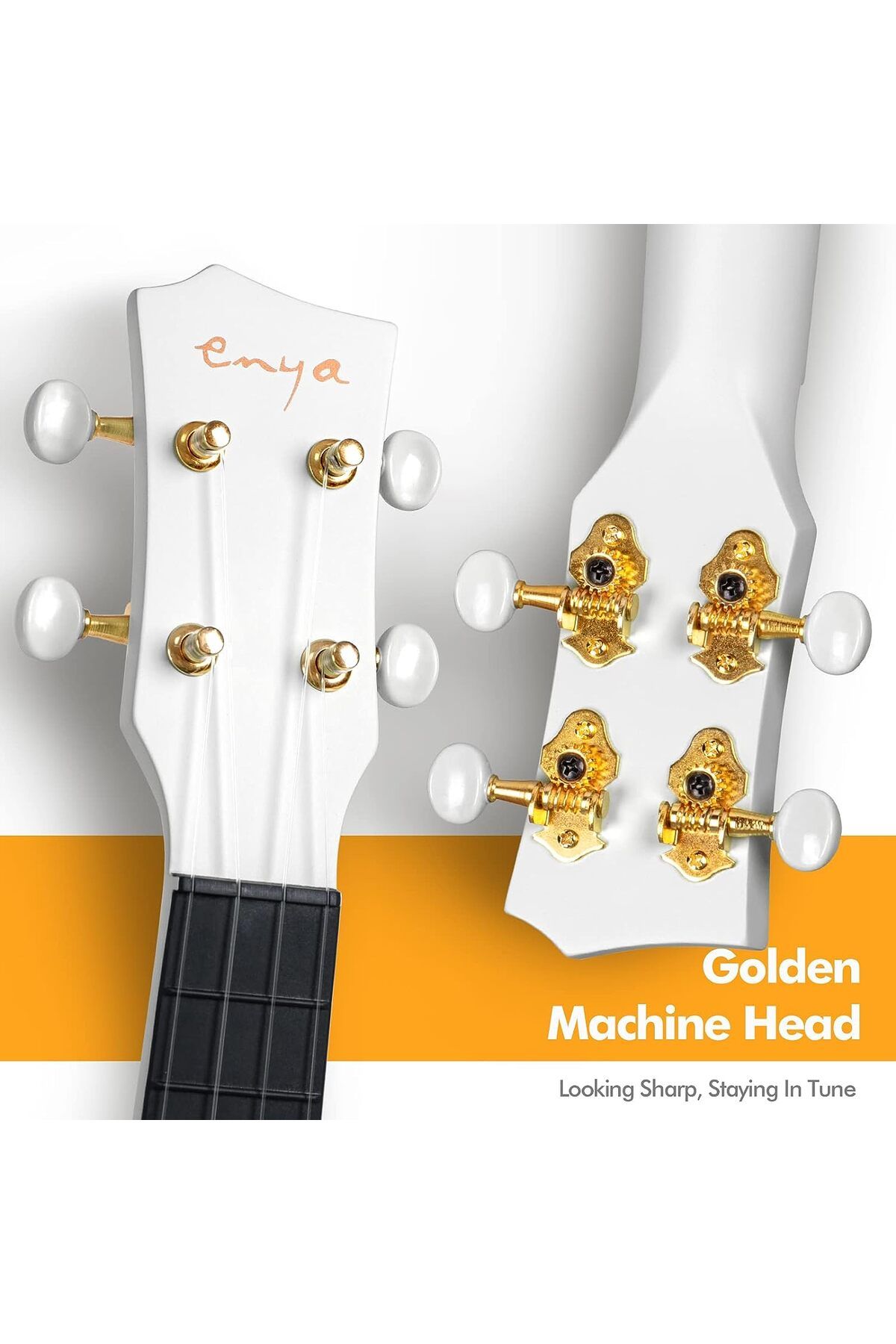 EnYa-NOVA Mini White Ukulele Acoustic, for Beginners, Case, Strap, Capo and Spring Starter Kit 3