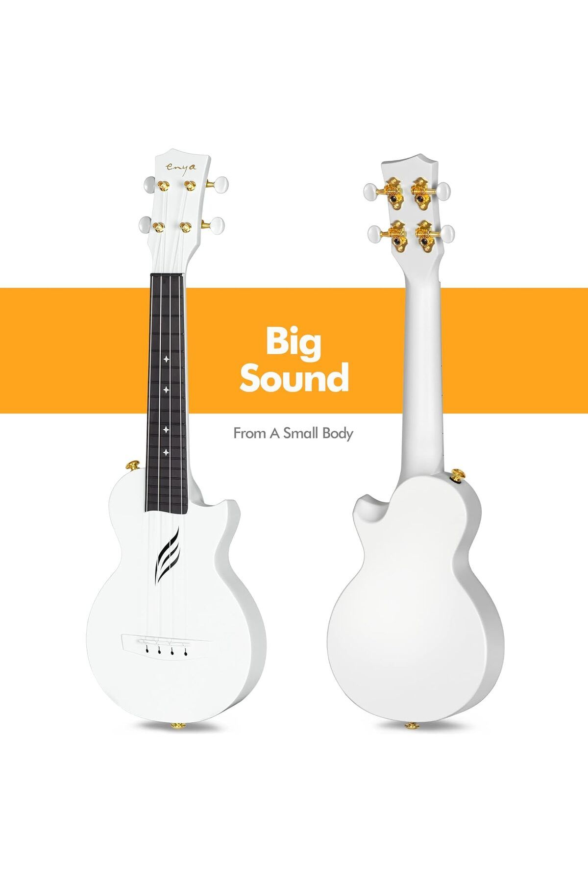 EnYa-NOVA Mini White Ukulele Acoustic, for Beginners, Case, Strap, Capo and Spring Starter Kit 2