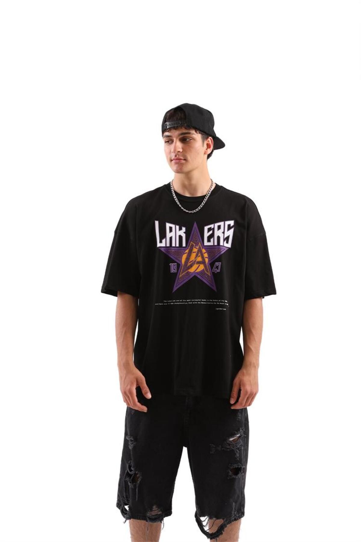Black lakers t hotsell shirt
