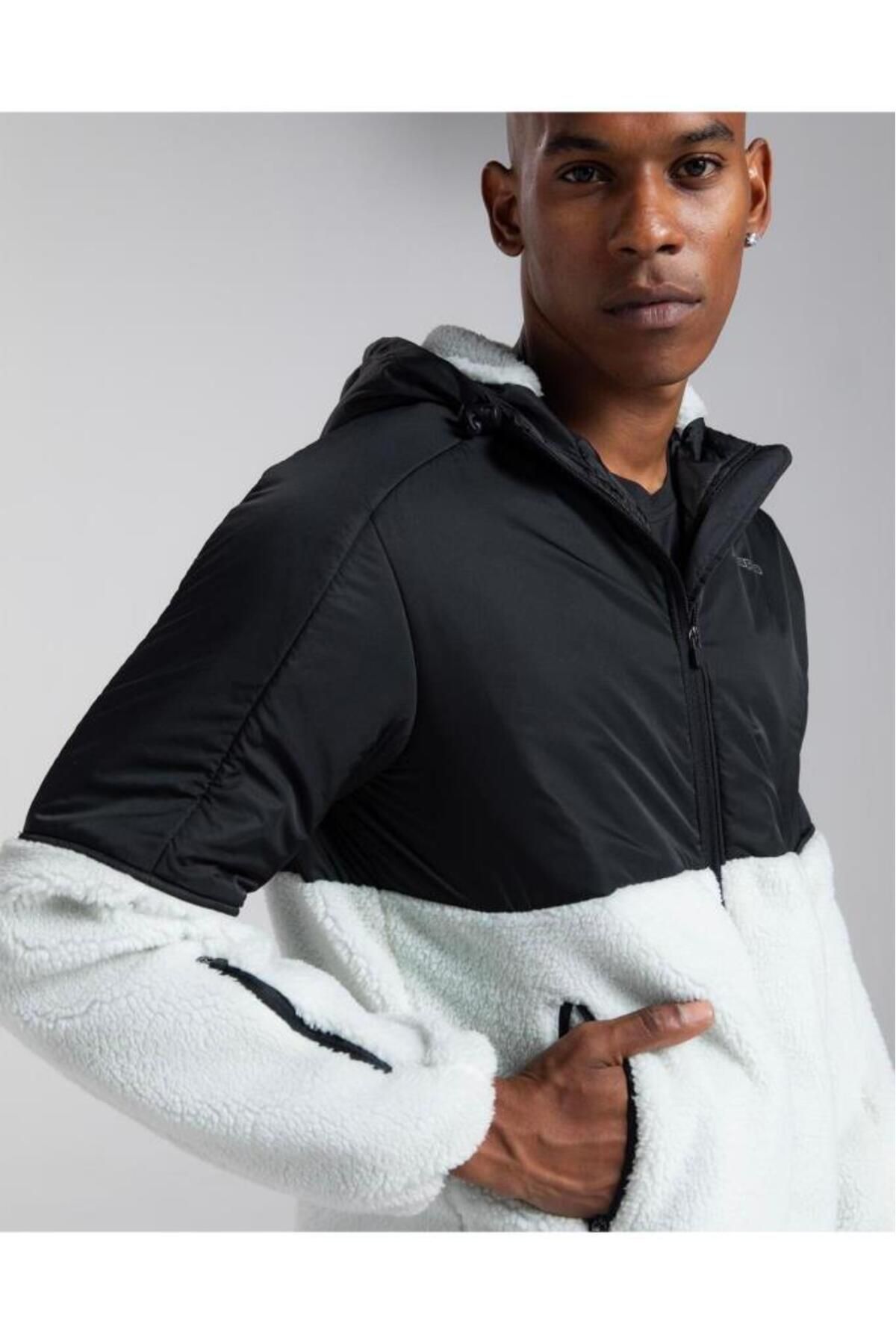 Kappa Mont Logo Esodo Erkek Siyah gri Regular Fit Polar Sweatshirt Erkek Giyim