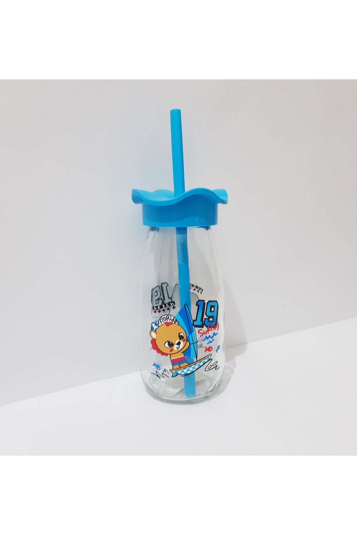 renkli çiçekler-Milk Bottle with Straw Milk Meye Juice Bottle for Kids 250ml Cartoon Pattern Bottle 3