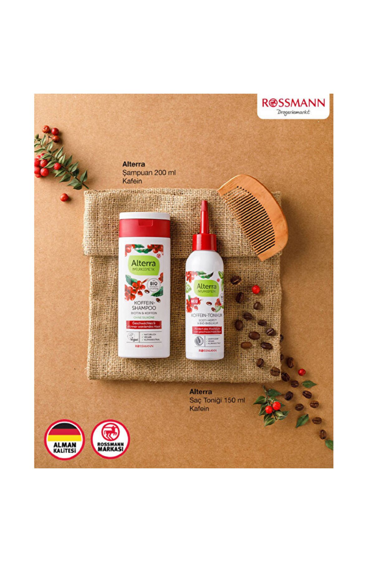 Alterra-200 ml Shampoo Containing Caffeine and Biotin 2