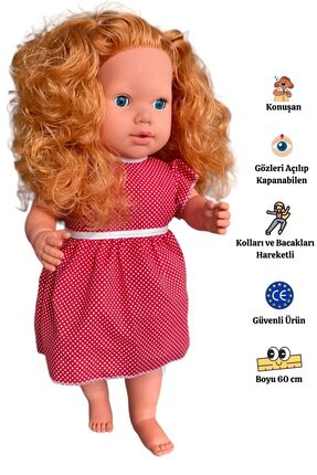 Gamze Oyuncak Büyük Boy Türkçe Konuşan Açık Kahverengi Uzun Saçlı Et Bebek Oy...