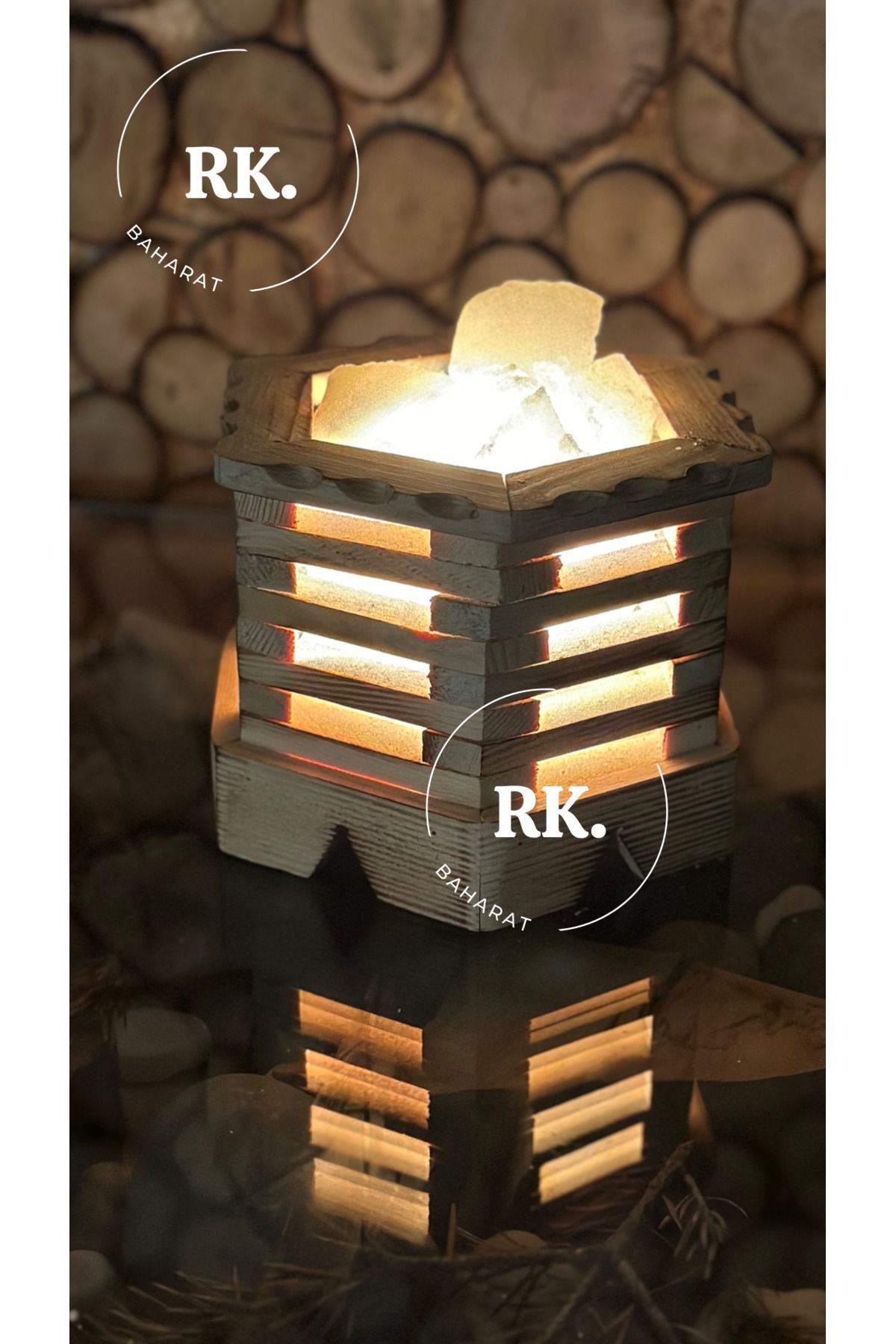 چراغ رومیزی و خواب چند رنگ Lamp مدل چوبی شش ضلعی RK Baharat