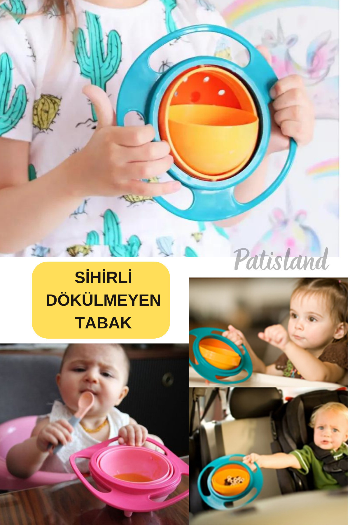 Patisland Sihirli Dökülmeyen Bebek Mama Kasesi Sihirli Dökülmeyen Tabak fotoğrafı 2 (önizleme)