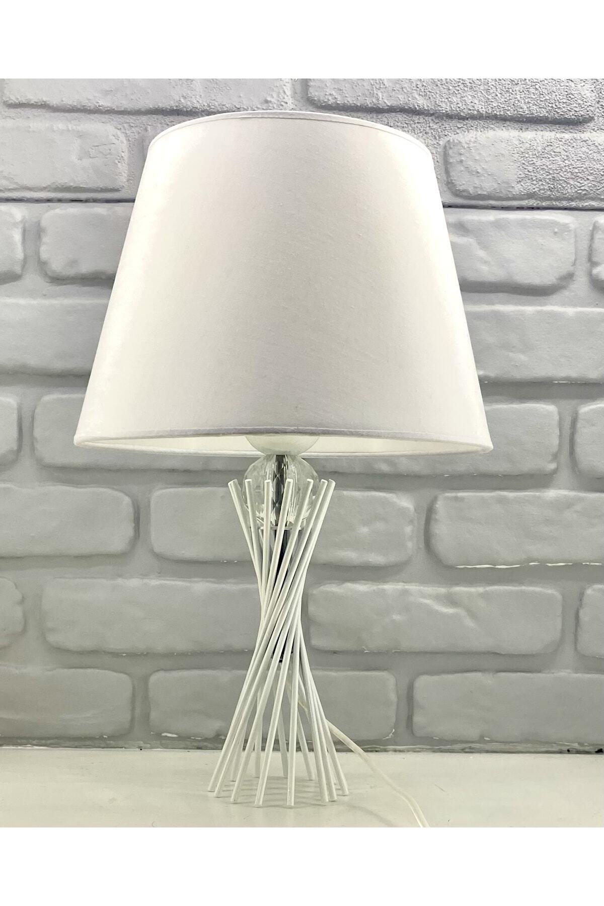 White Auger Metal Leg Crystal Glass Bulk Fabric Cap Lampshade