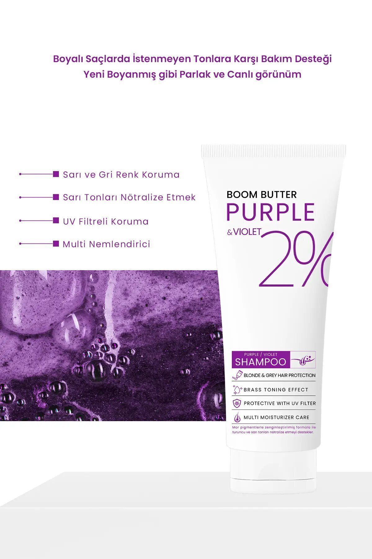 BOOM BUTTER-250 ML Purple Purple Color and Hair Protection Shampoo 3