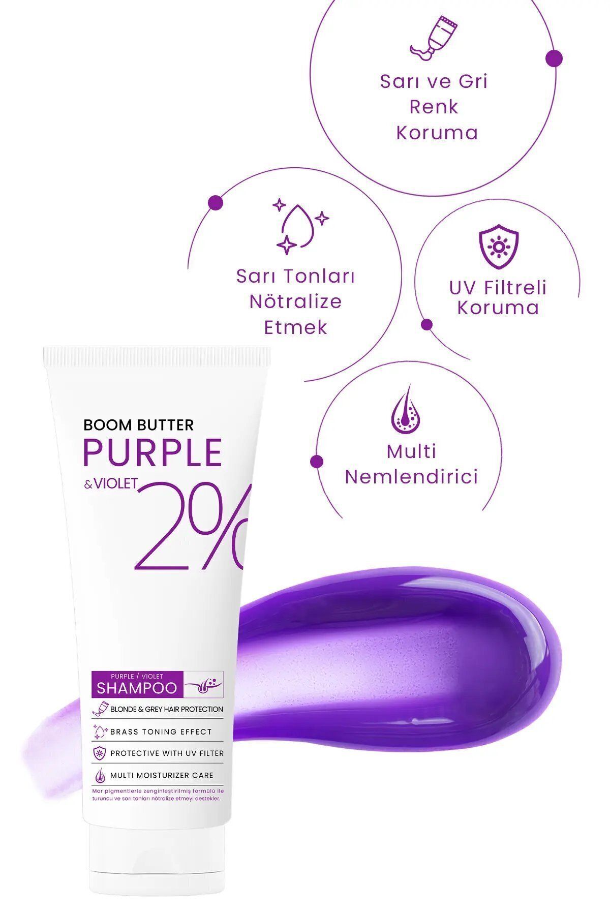 BOOM BUTTER-250 ML Purple Purple Color and Hair Protection Shampoo 5