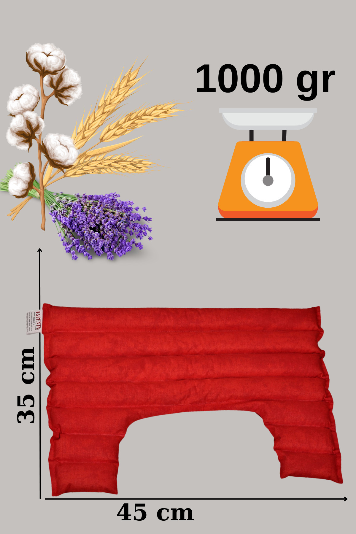 LAPENTA Çavdarlı Aromatik Omuz Yastığı Kırmızı (termofor, Boyun Yastığı, Yakı Bandı)