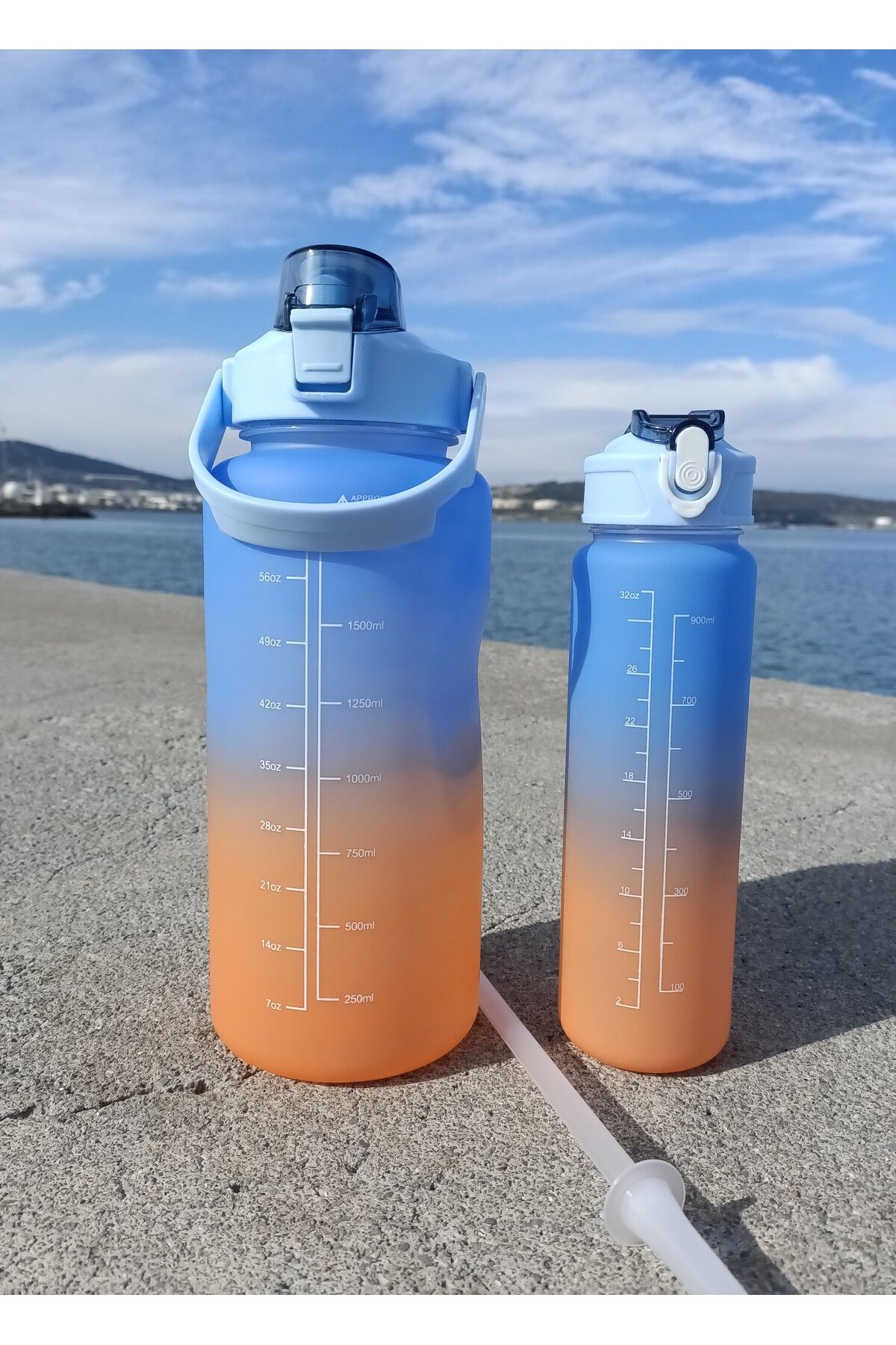 Motivasyonel 2'li Sporcu Motivasyon Su Matarası  2 LT + 600 ML  Dayanıklı