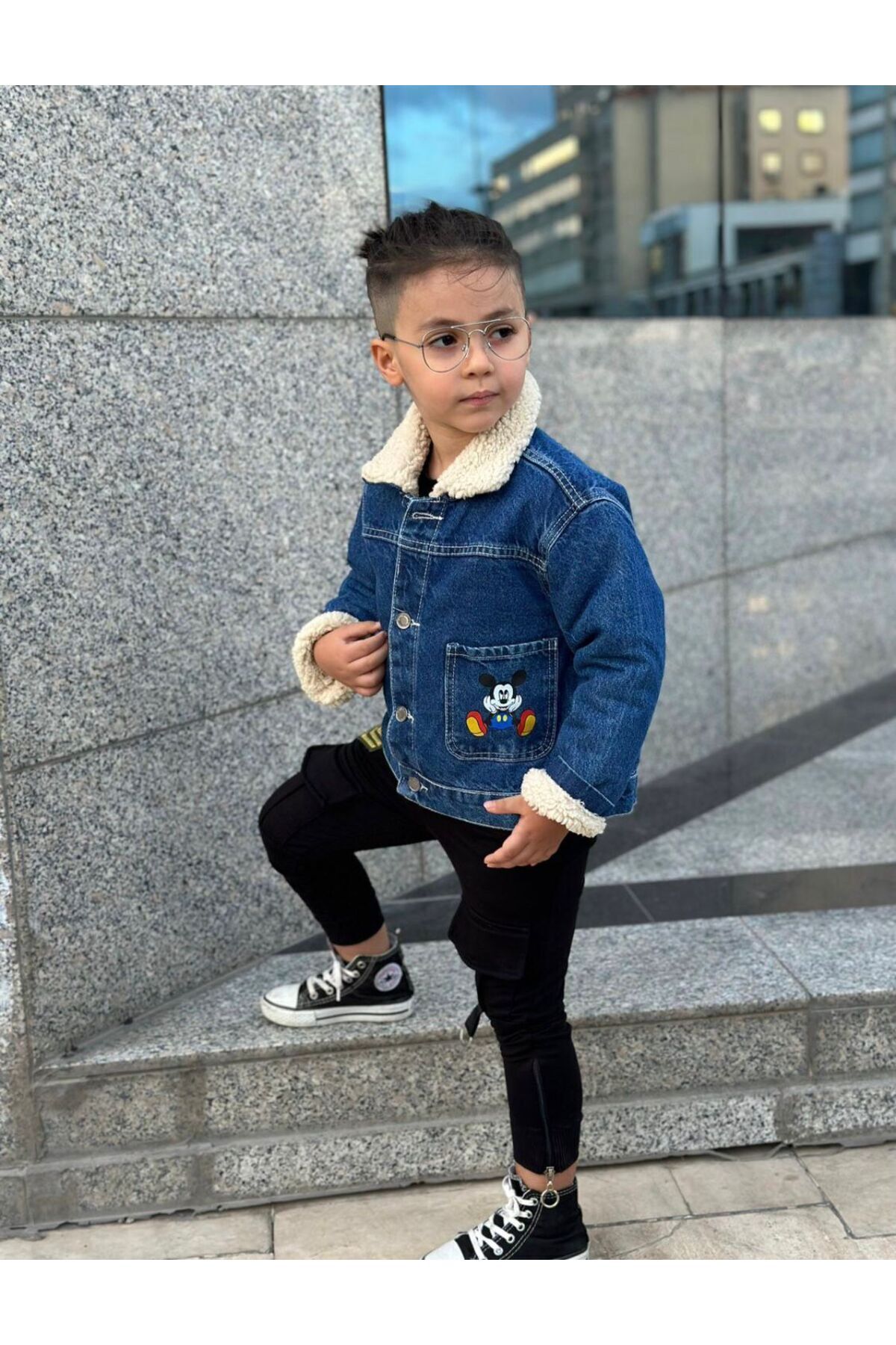 DUDOR K DS Boy s Mickey Mause Winter Denim Coat Jeans Jacket