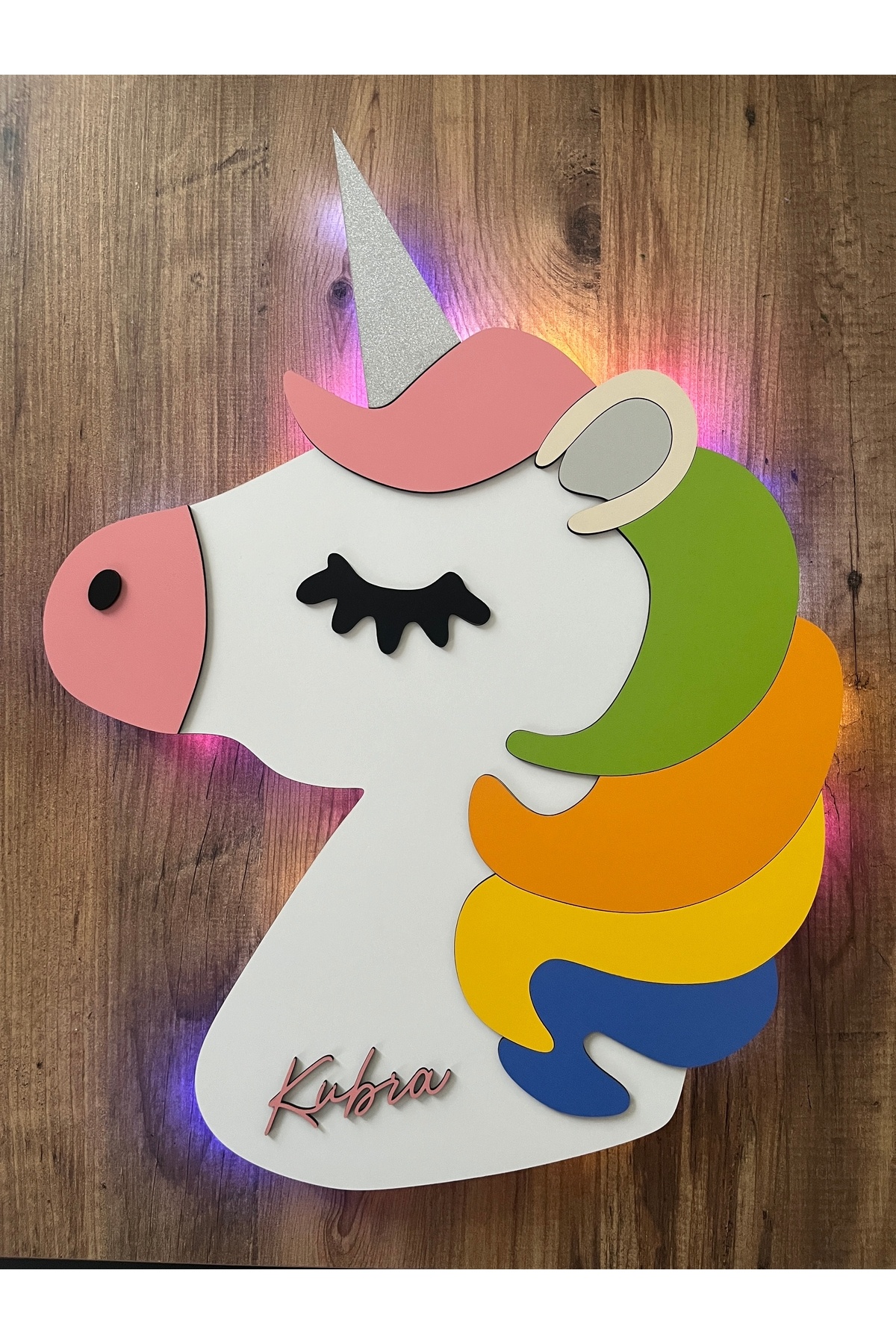 İsme Özel Kız Çocuk Unikorm Duvar Dekoru