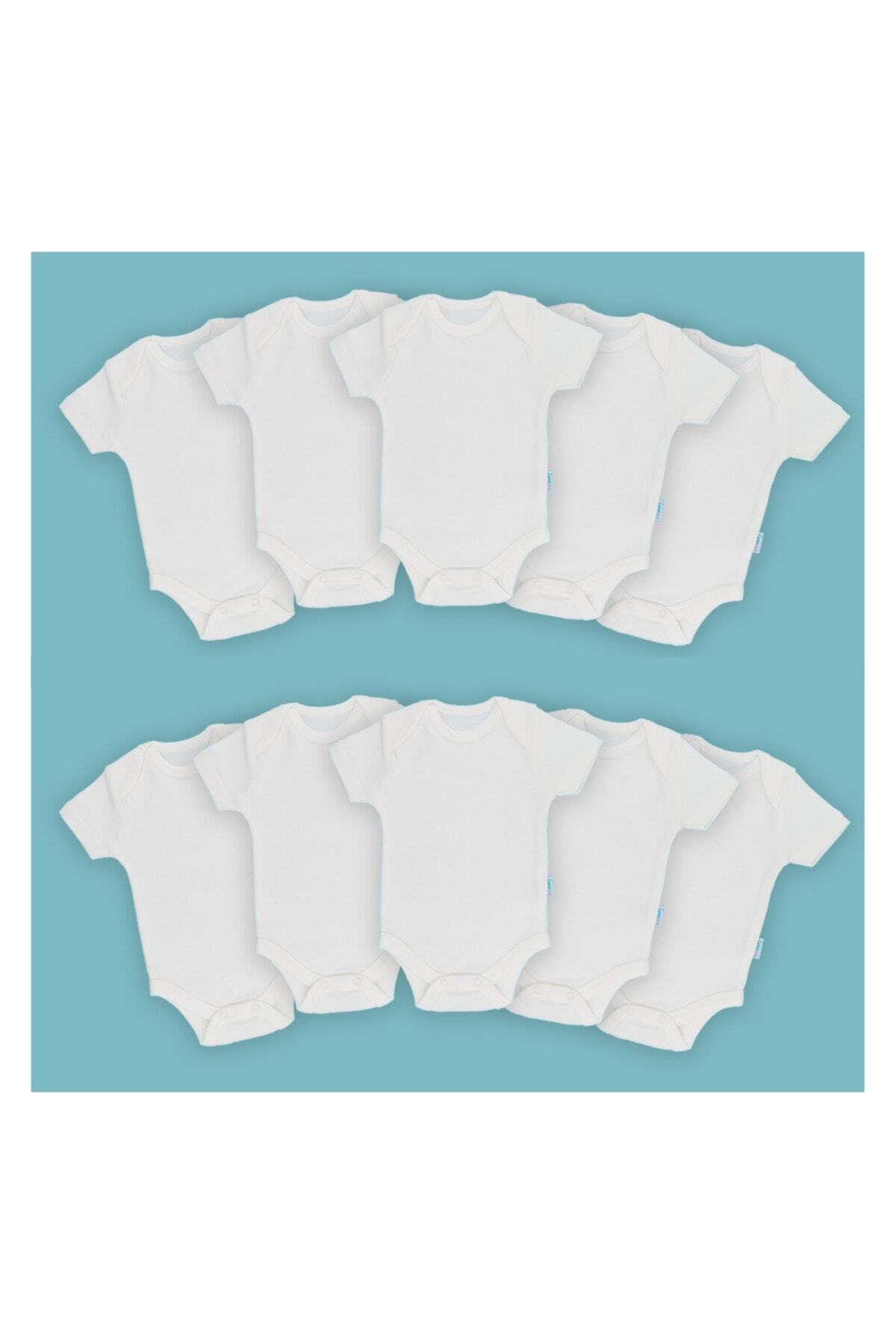  بسته 10 عددی بادی نوزادی آستین کوتاه چسبی اکرو، 100% پنبه