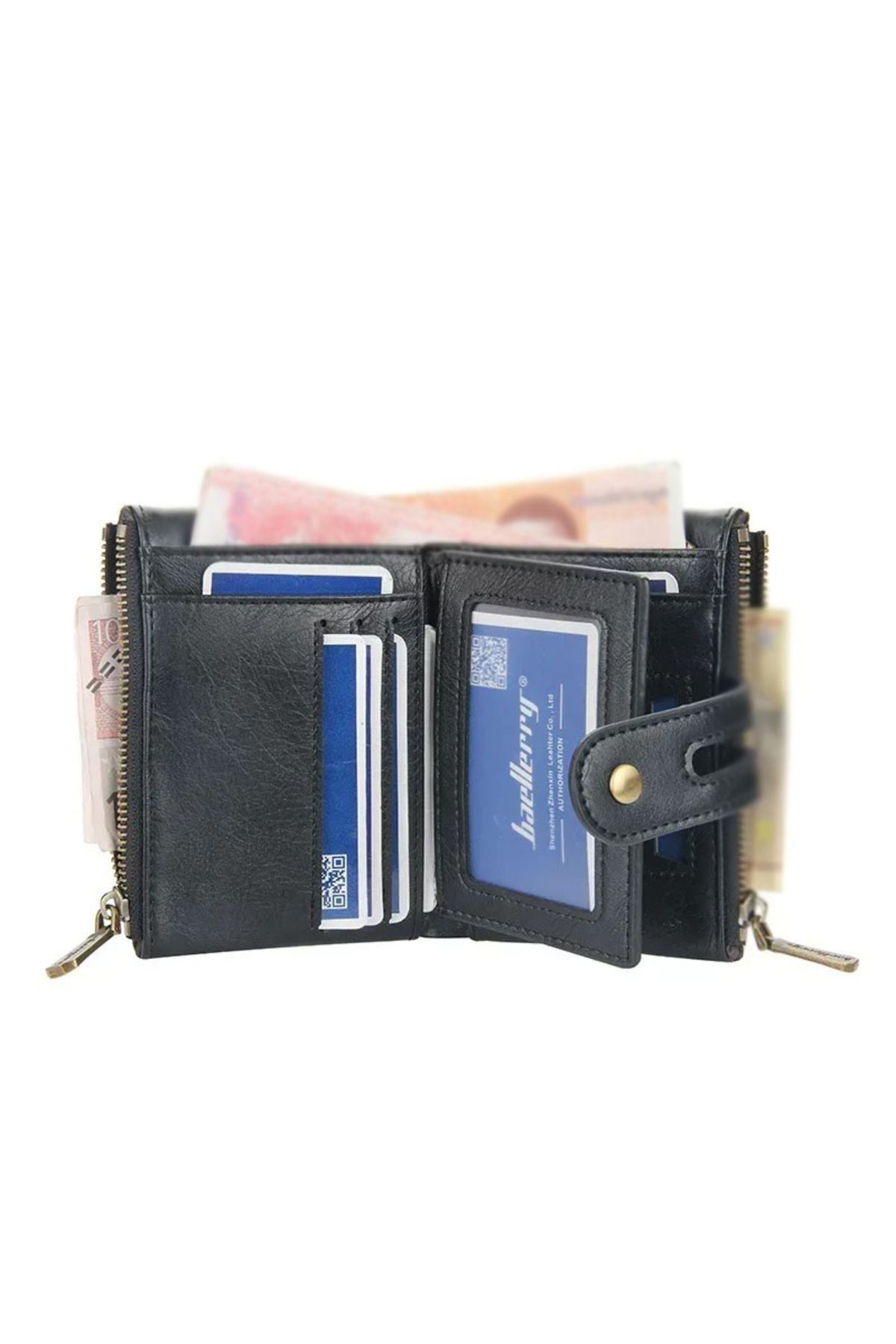 کیف پول مردانه و زنانه نگهدارنده زنجیره ای کارت ویزیت جیپ RFID ویژگی PU چرمی baellerry