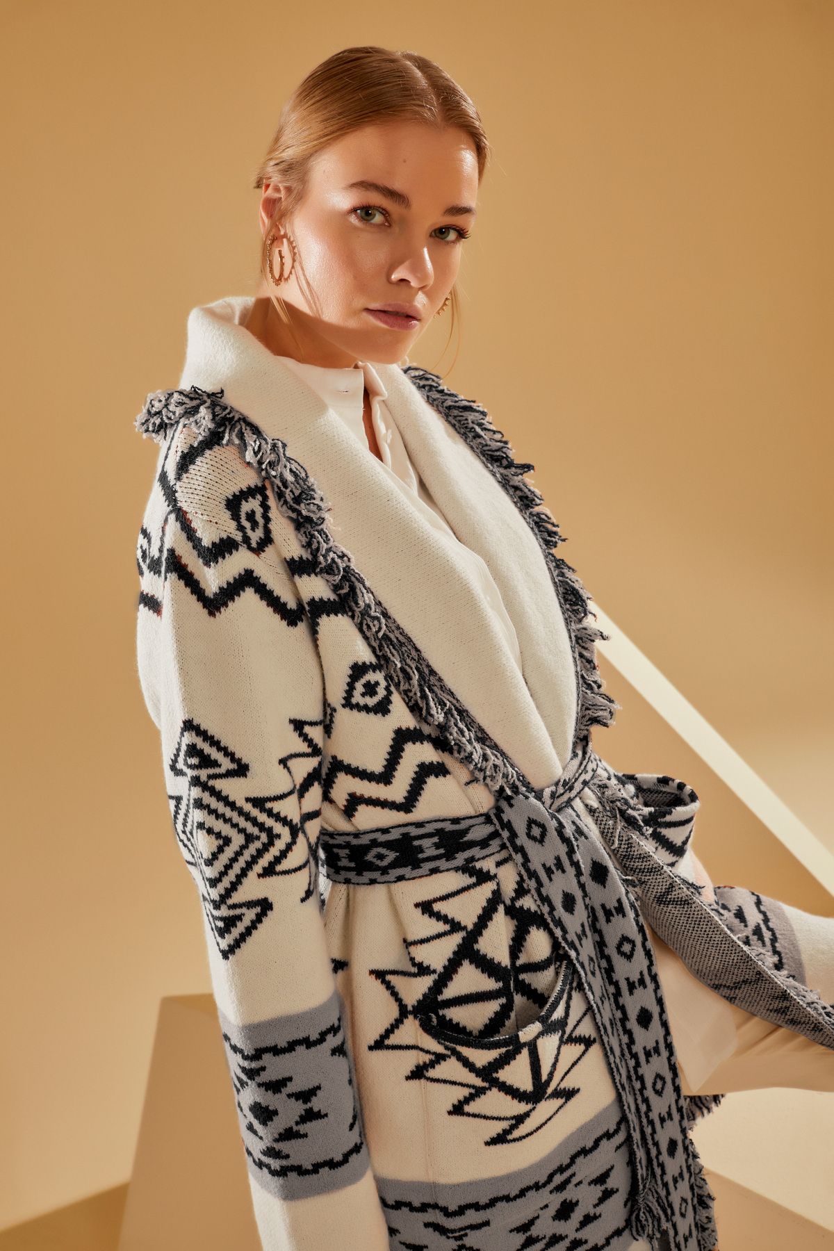Womens belted cardigan hot sale