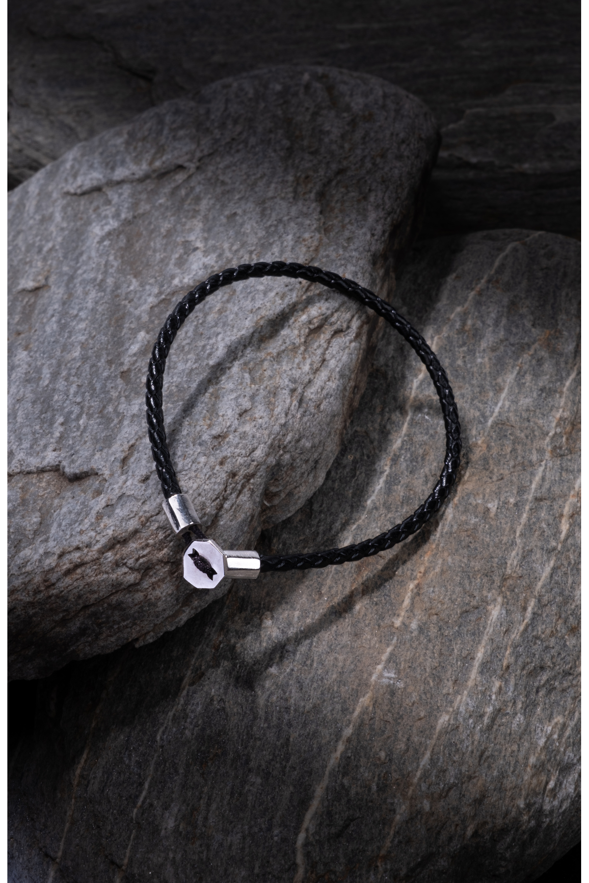 Atolyewolf Black Leather Chance Bracelet In Silver