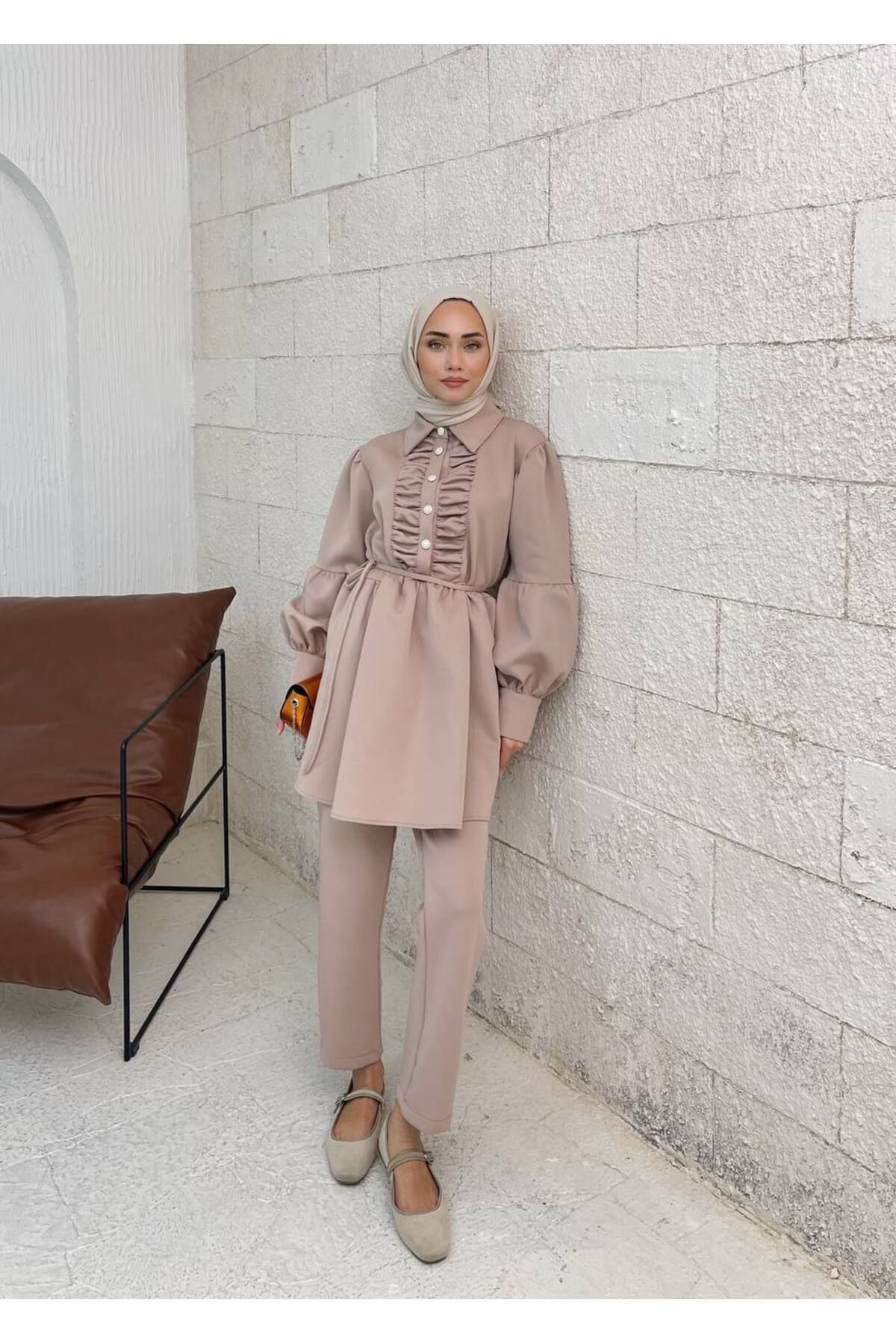 Ahel-kami front gathered button scuba suit 1
