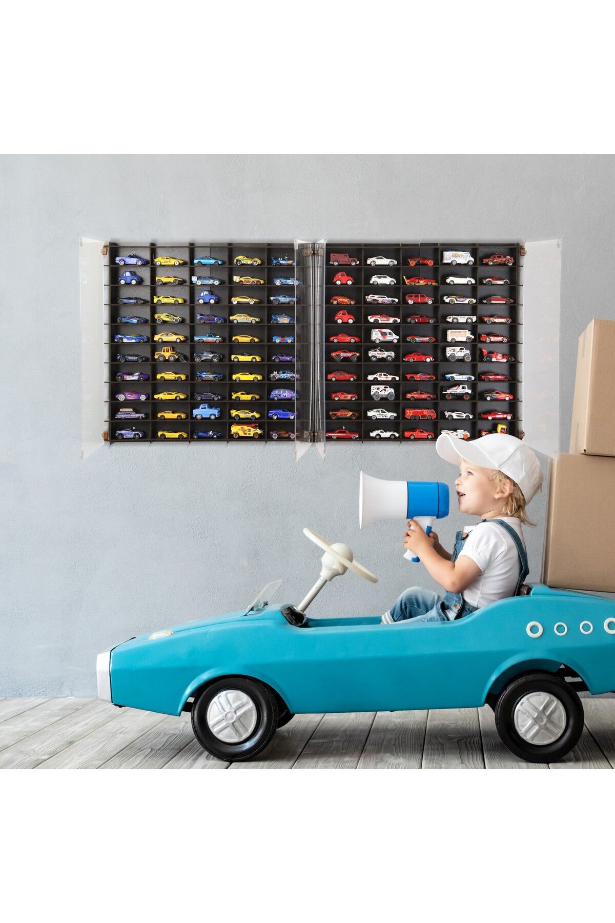 Pleksi Kapaklı 1/64 Hotwheels Matchbox Oyuncak Hobi Koleksiyon Model Araç Rafı Siyah