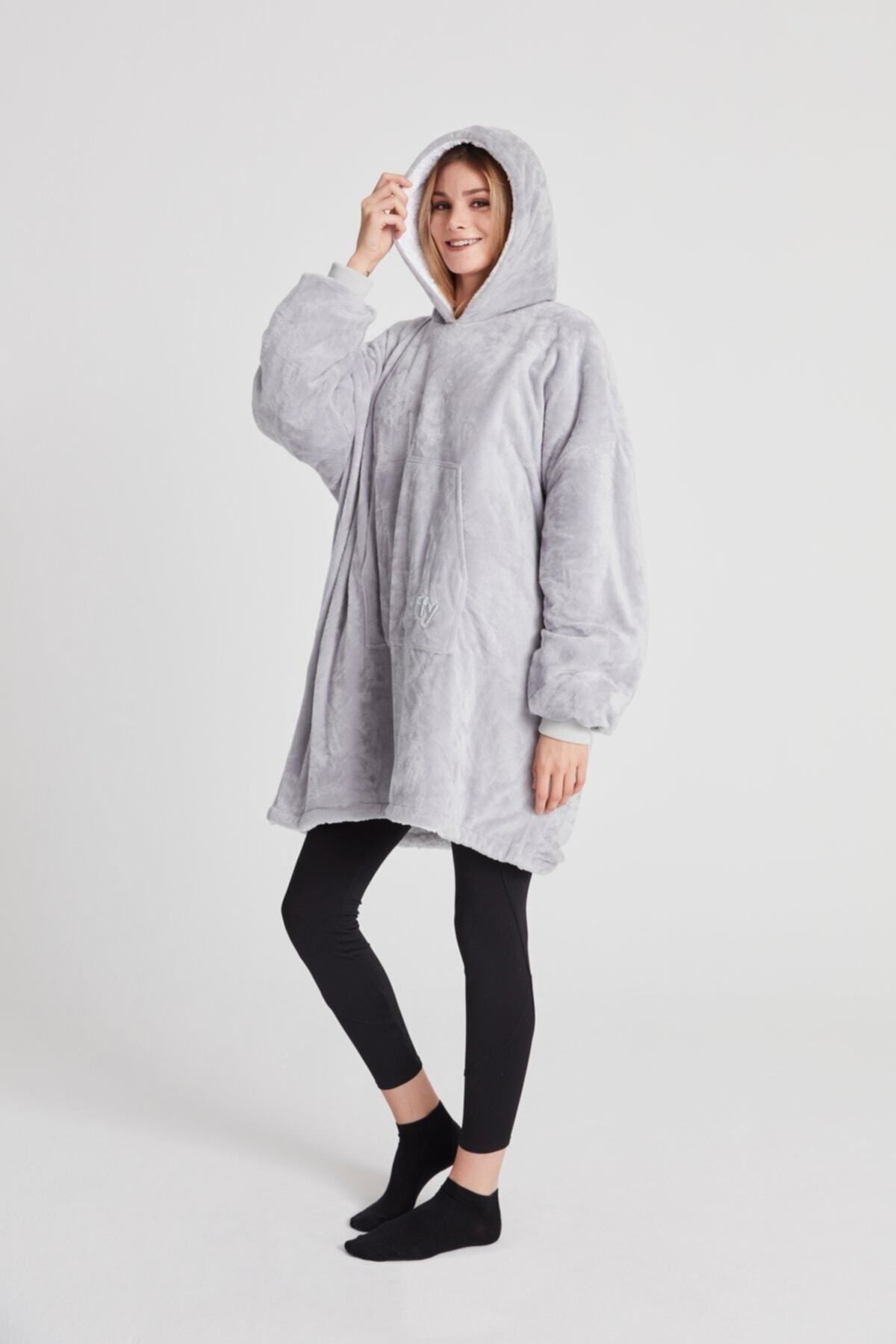 POFFY-Oversize Wearable Blanket ONE SIZE SO COMFORTABLE Unisex Hoodie Plush Hooded Sweatshirt 7
