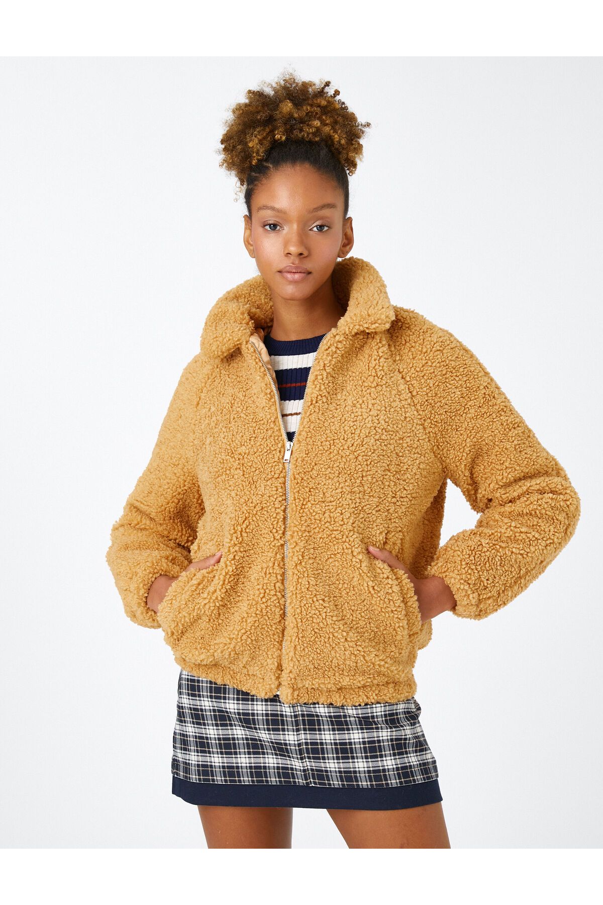 New look discount mustard teddy coat