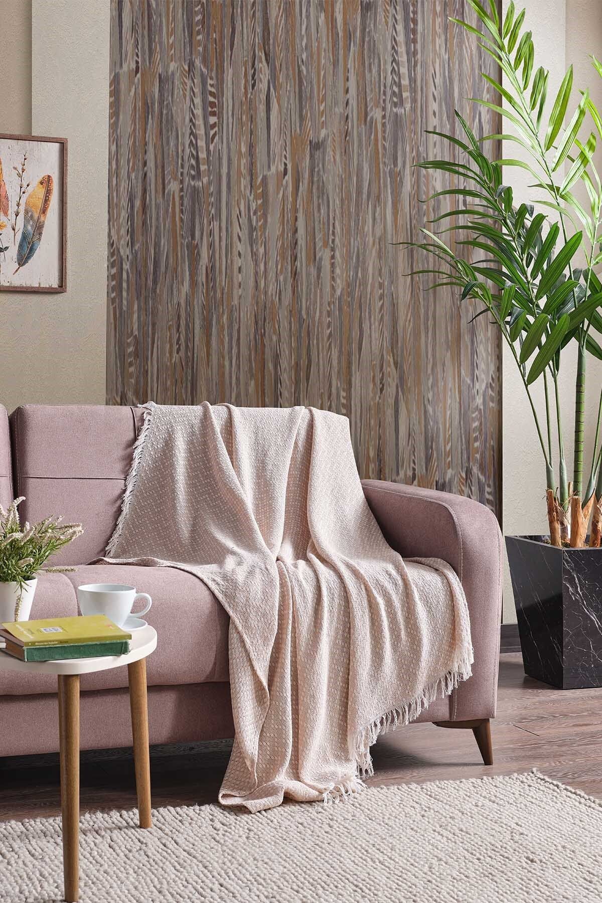 Miabella Home Husa De Lux Din Rachita Pentru Canapea Si Canapea Extensibila - 100% Bumbac, Anti-alunecare Si Anti-transpiratie, 130x150 Cm - One Size