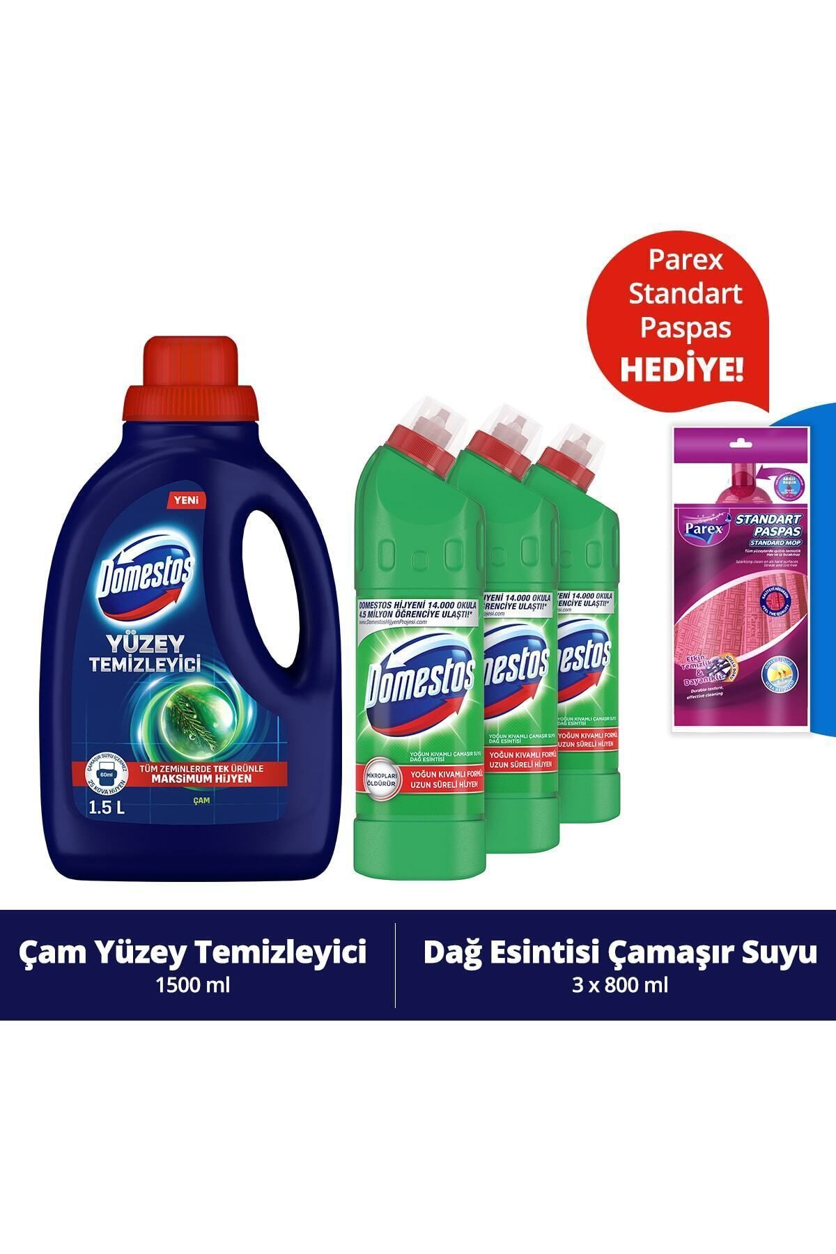 Domestos Yüzey Temizleyici Çam 1500 Ml Domestos Dağ Esintisi Çamaşır Suyu 750 Ml X 3 Fiyatı 9495