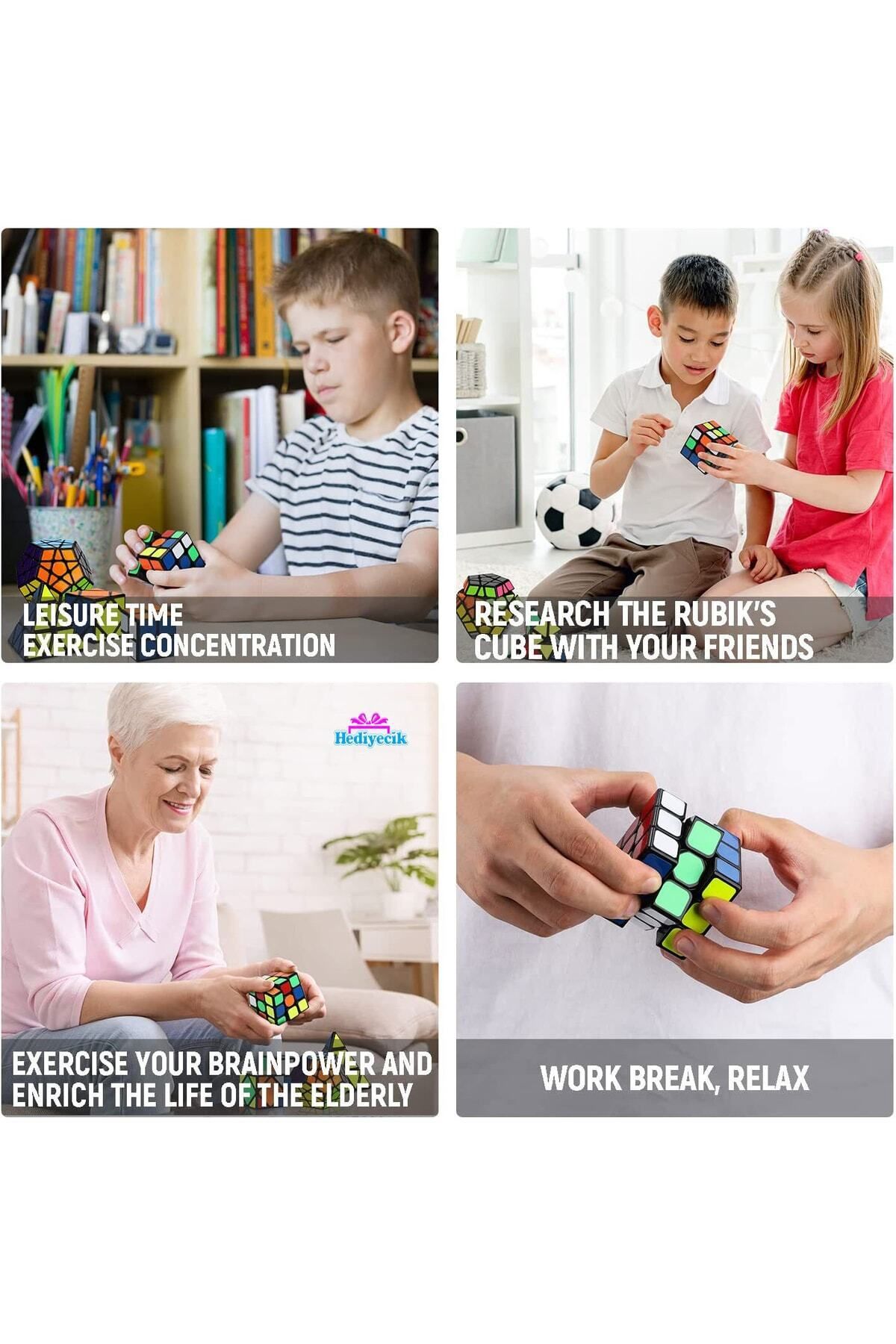 hediyecik-Intelligence Cube Set 2X2,3X3,Pyramid,Skewb,Megaminx Speed Cube Set 7