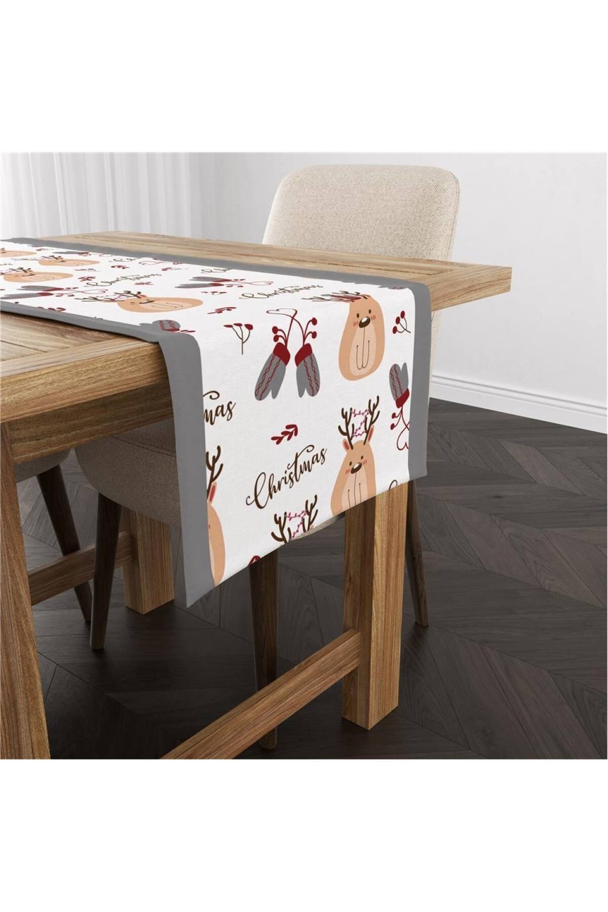 Christmas Themed Deer Pattern Velvet Runner