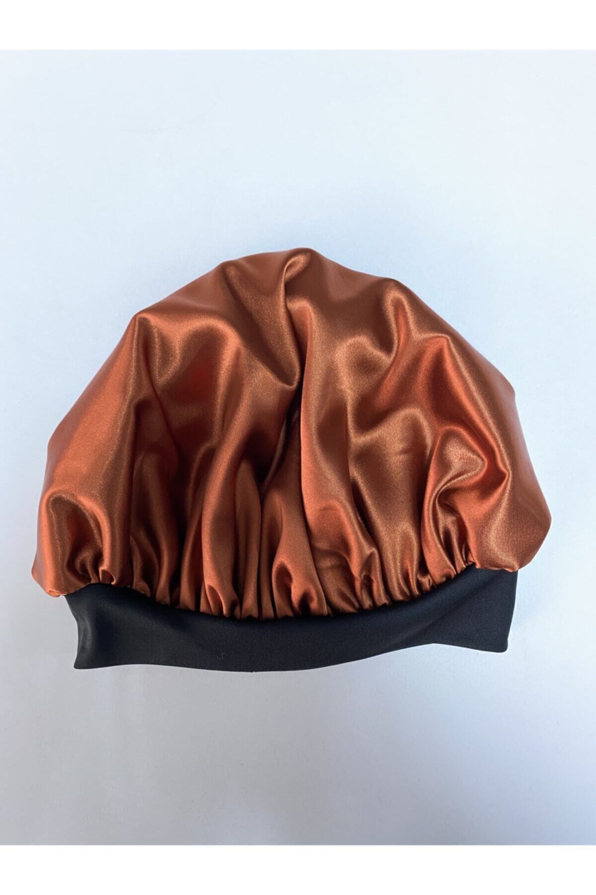 pistore Kıvırcık Saçlılar Için Saten Bone Kiremit (turuncu) - Saten Uyku Bonesi