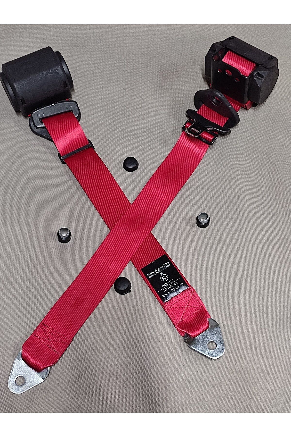 SS Oto Car Seat Belt Red 3 Point Automatic (REEL ONLY) 1 Set 2 Pieces  (Tofaş Şahin KARTAL)