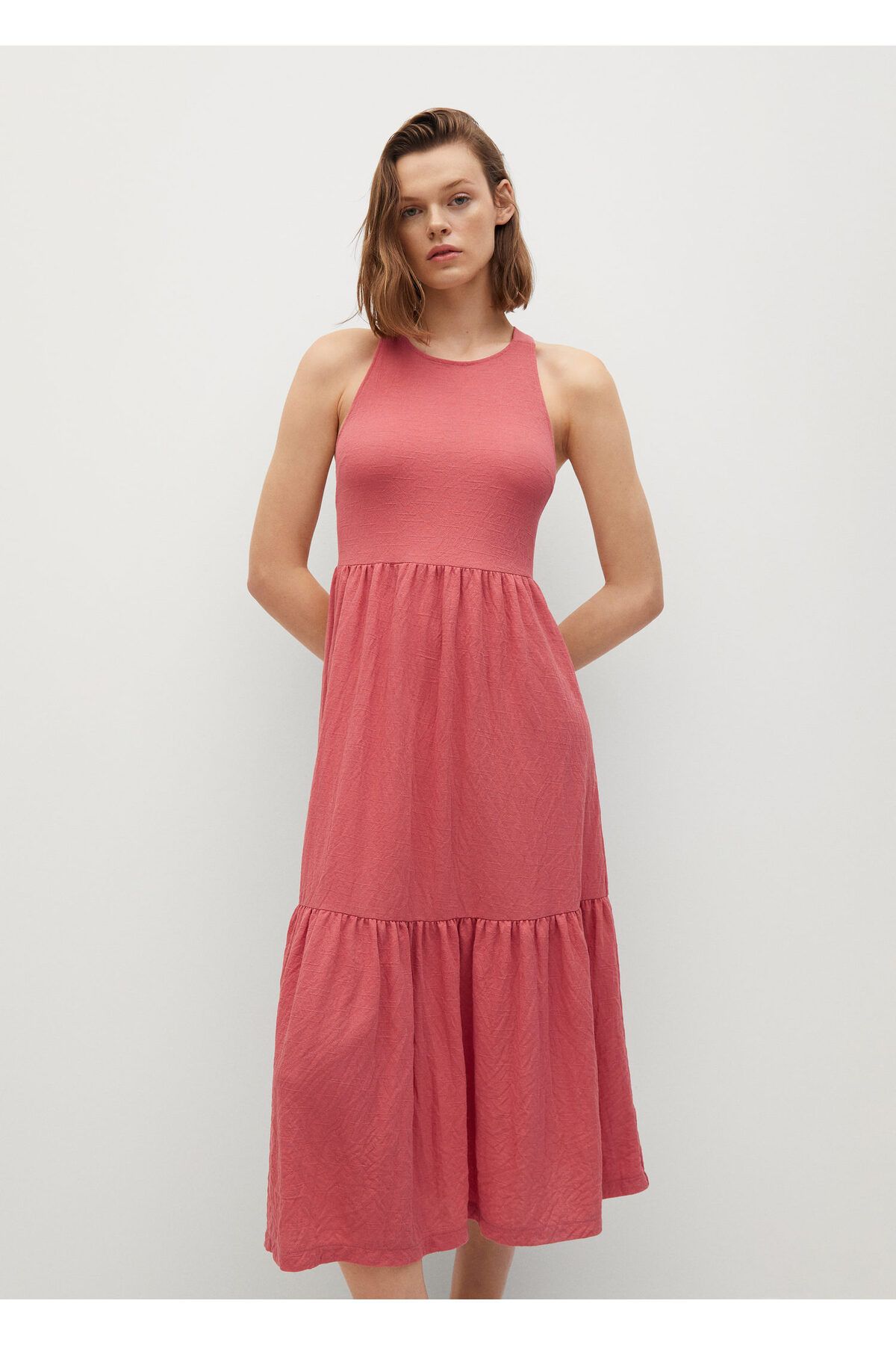 MANGO Women s Coral Dress 17930143 Trendyol