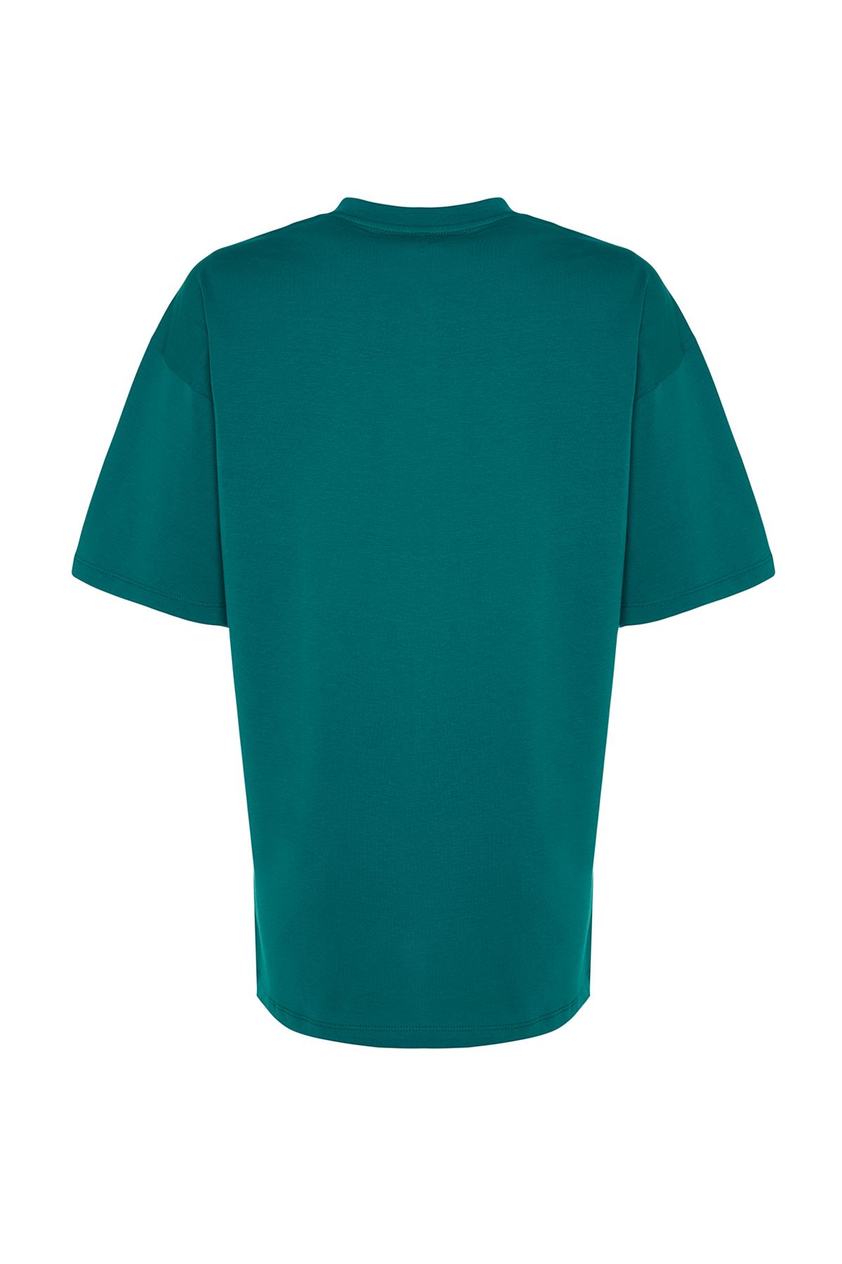 Trendyol Collection-Wide Cut Emerald Green Cotton T-Shirt - Crew Neck, TWOSS20TS0134 8