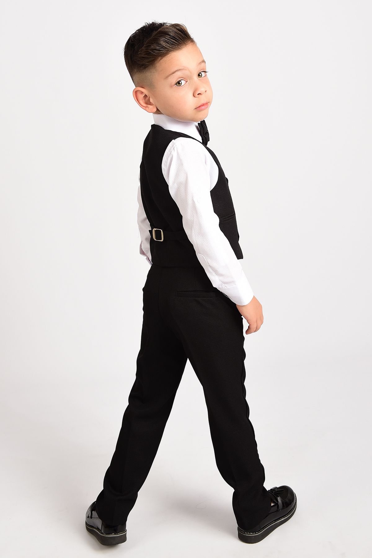 Entel-Boy's Chain Tuxedo Suit with Vest and Bow Tie 5