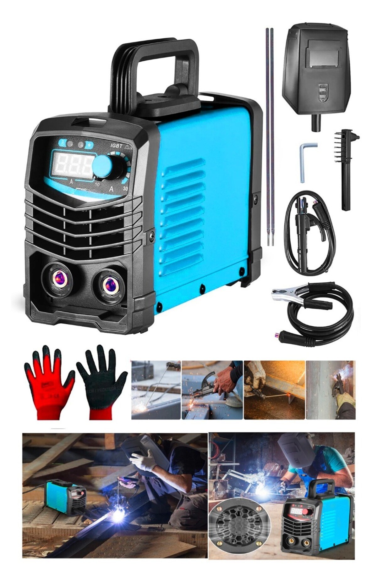 MOONSHOP Pro Alman 200 Amper Çift Kartlı Hava Soğutmalı Invertec Compact Kaynak Makinesi BAKIRSARGI
