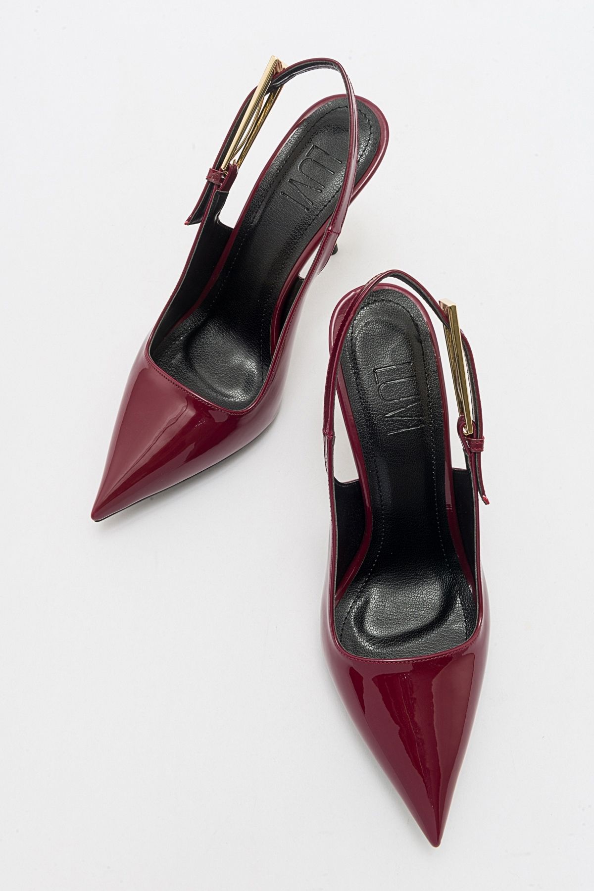 استیلتو قرمز زنانه Labin Bordeaux Patent چرمی Flopal کفش پاشنه بلند luvishoes