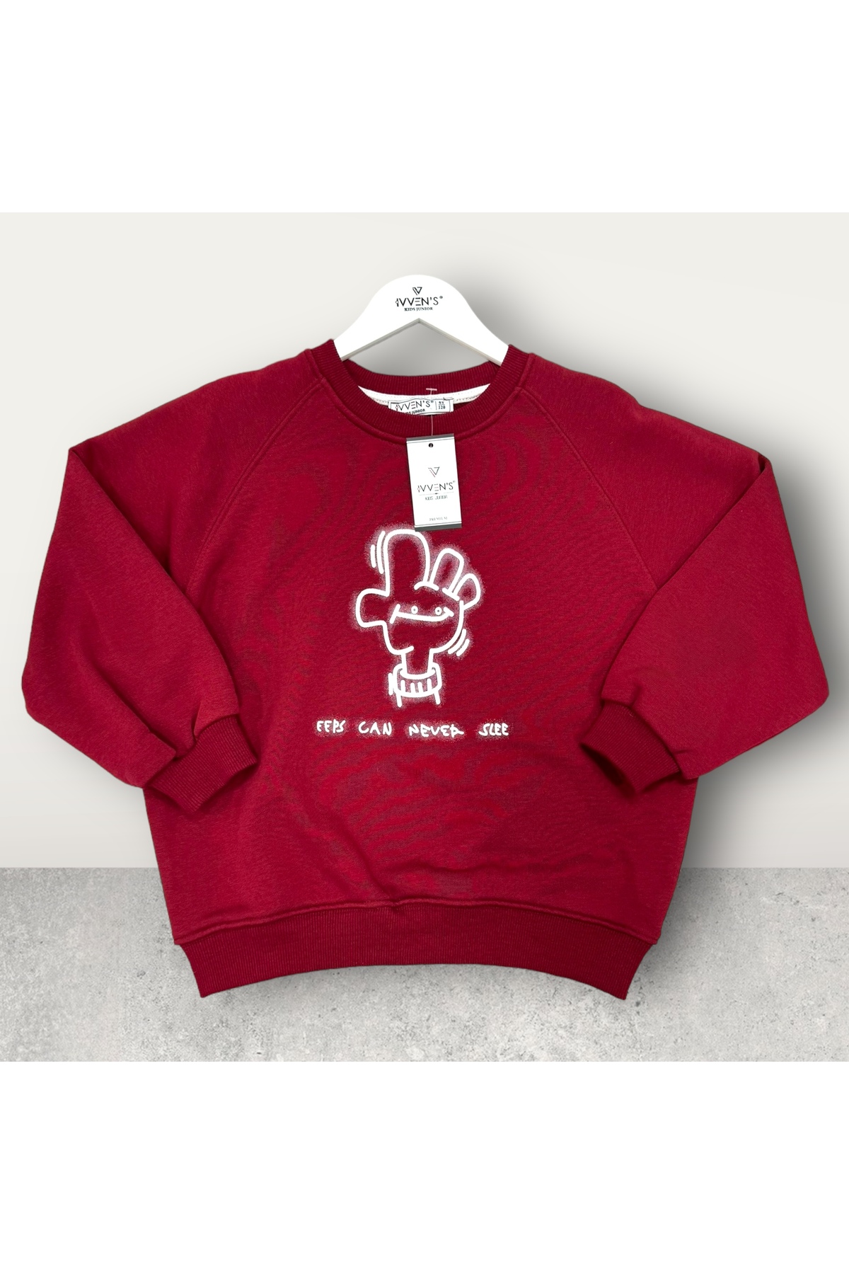 سویشرت پسرانه بورگوندی İvven's | Jan-90 اورجینال - تصویر 4